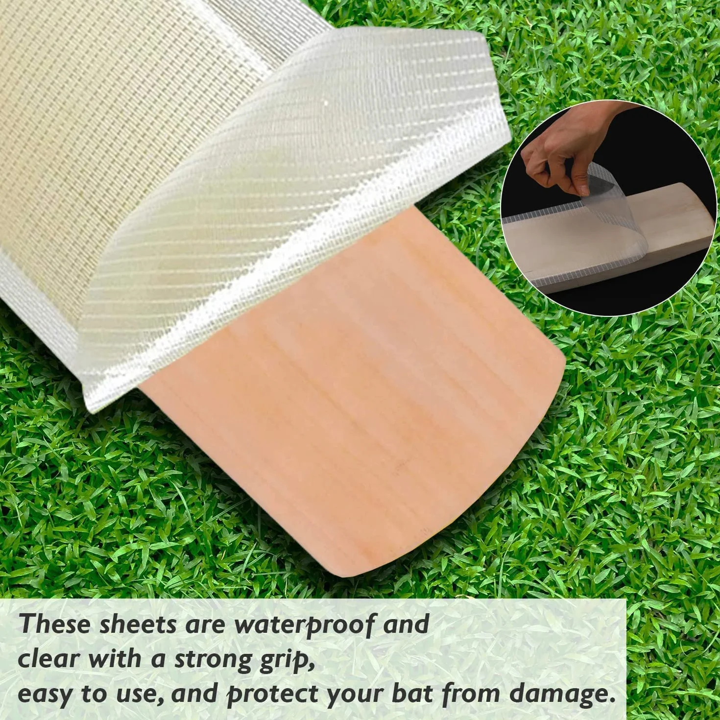 Lot de 2 feuilles transparentes anti-éraflures pour batte de cricket - Protection