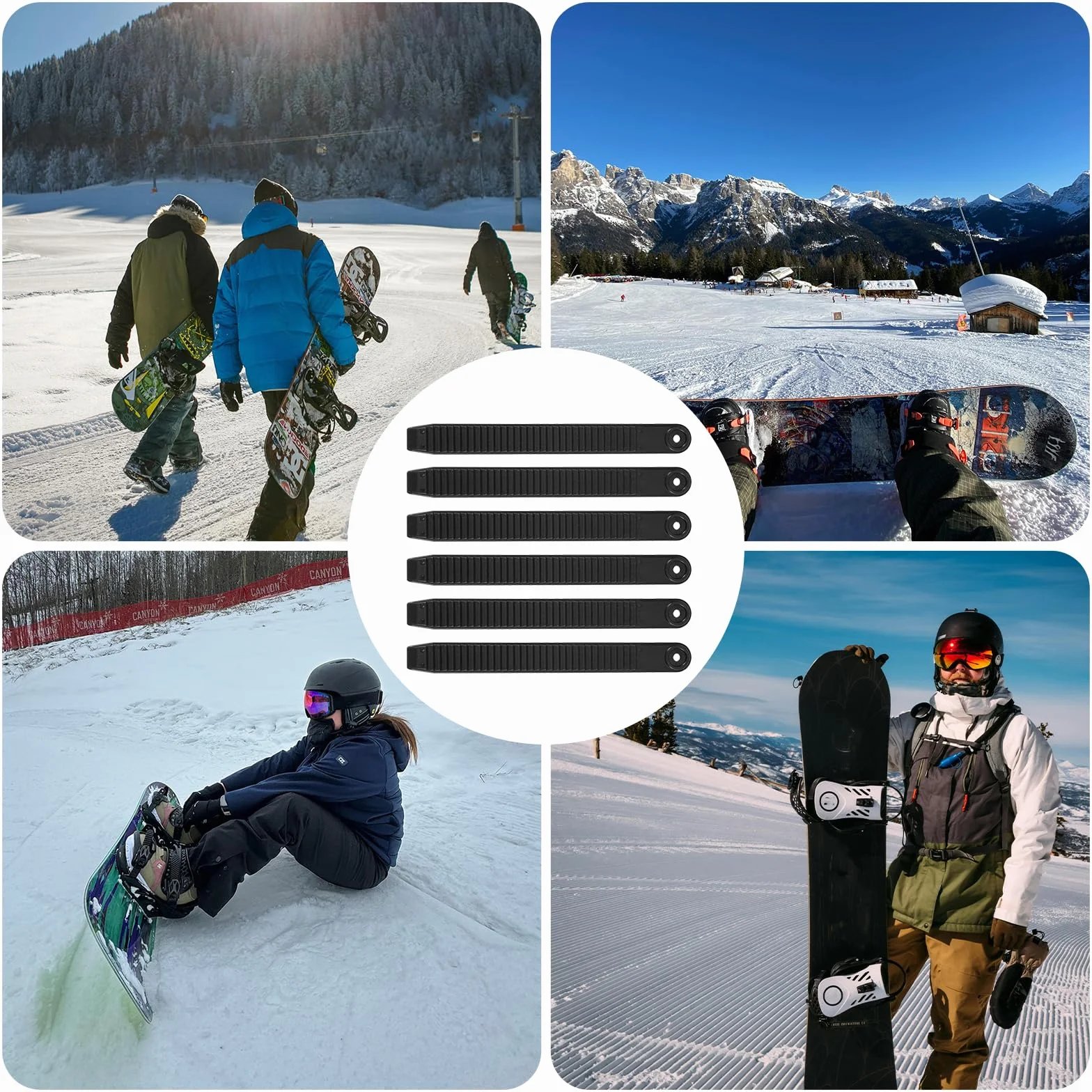 Gosknor Sangle de Fixation Snowboard 6pcs, Très Élastique Binding Straps Support