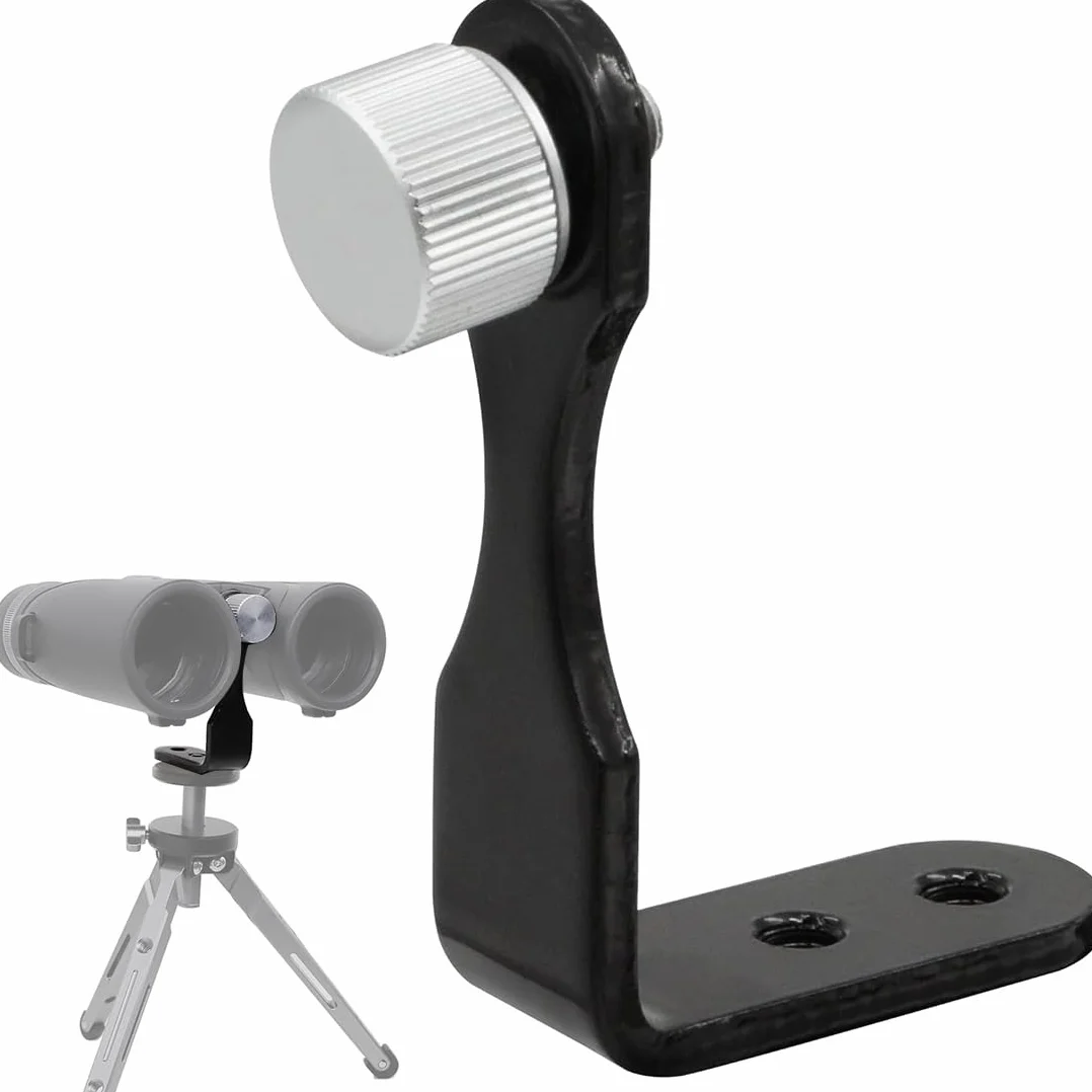L Metal Binocular Adapter, Adaptateur Universel pour trépied binoculaire, Support en L, Adaptateur de Montage en métal 50 mm Compatible avec tous les trépieds 1/4, télescope, caméra, Noir