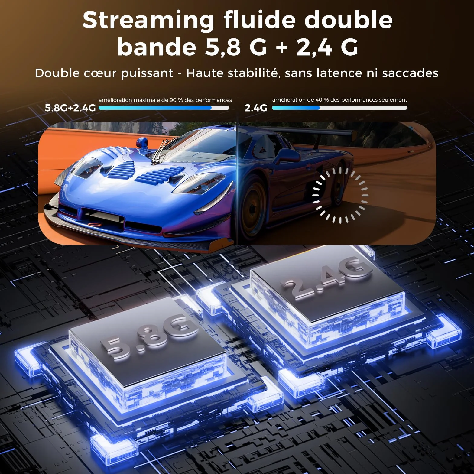 ICZI HDMI sans Fil 1080P 60Hz 50M 2,4G/5G Kit Émetteur et Récepteur pour PC TV HD Projecteur Blanc