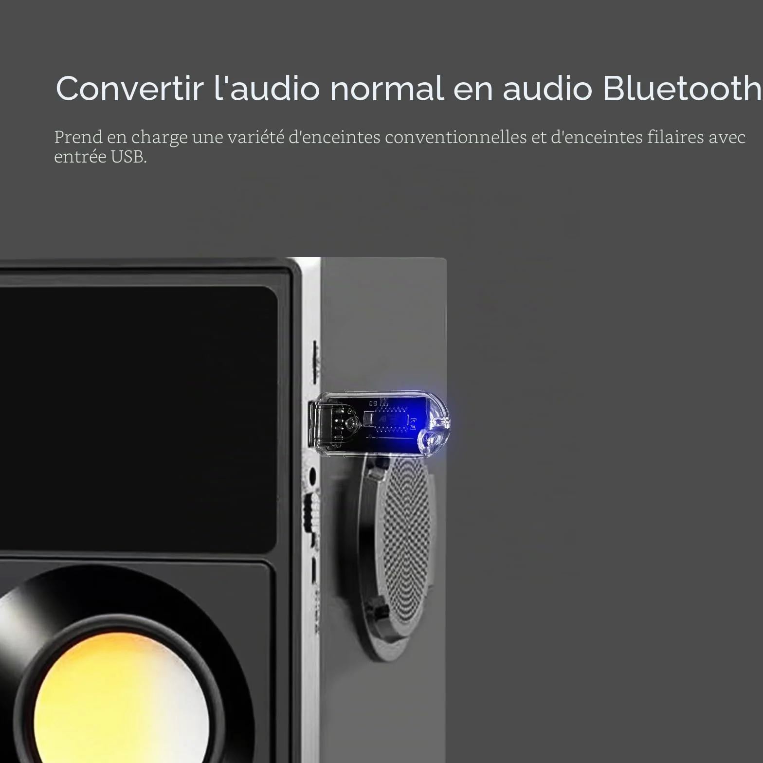 Adaptateur Bluetooth Audio 5.3 Récepteur Dongle USB Plug & Play HD pour Haut-Parleurs Chaîne Hi-Fi Voitures