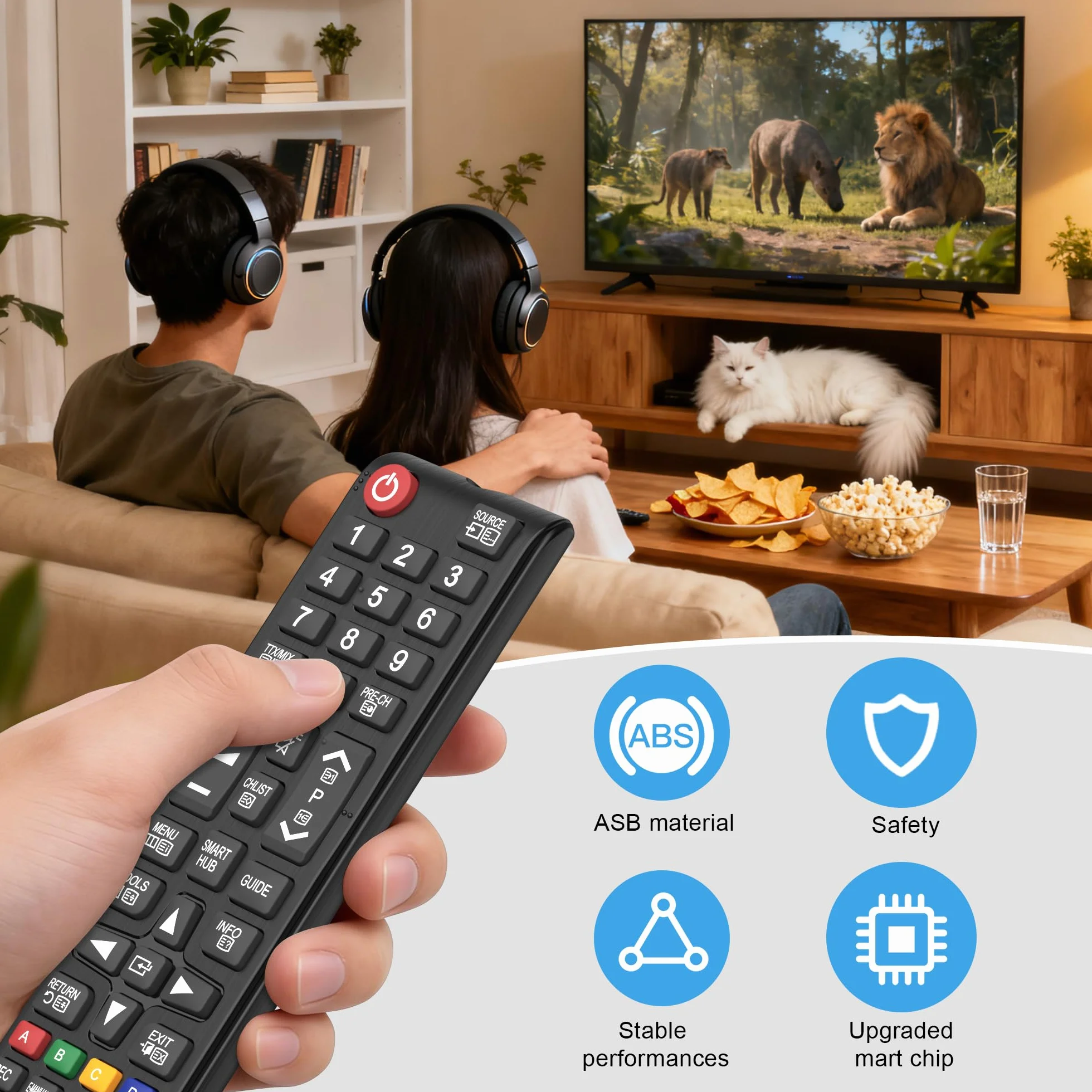 Télécommande pour Samsung TV Universelle - Compatible Uniquement avec Toutes Les Téléviseurs Samsung (Noir)