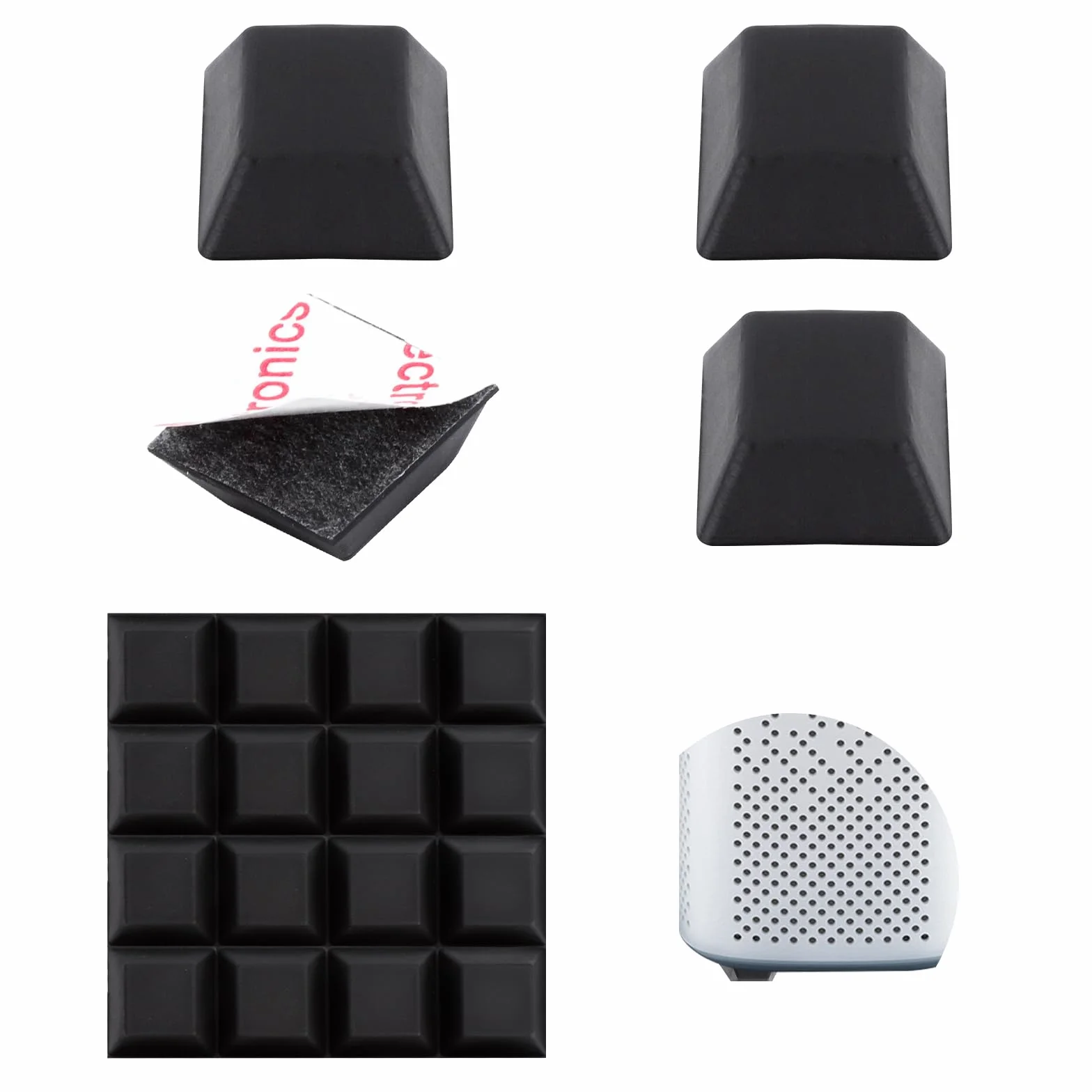 16PCS Patin Caoutchouc Silicone Noir Autocollant, Pieds Tampon en Caoutchouc Antidérapant et Silencieux, Coussinets Pare-Chocs Auto-Adhésifs pour Meubles Électronique Maison Bureau Atelier