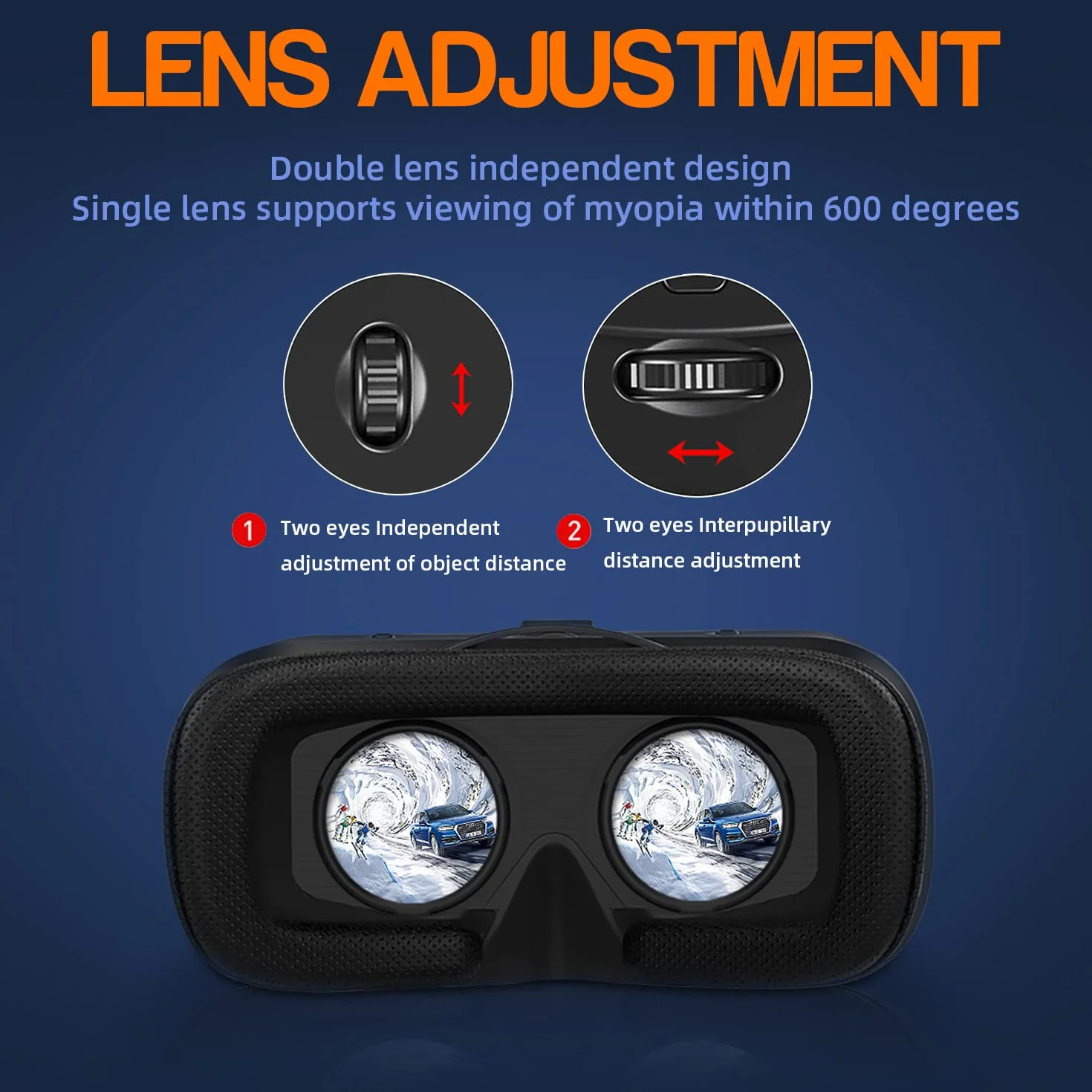 Casque VR 3D pour Smartphone, Lunettes de Réalité Virtuelle HD, Compatible 4,7-6,7 Pouces