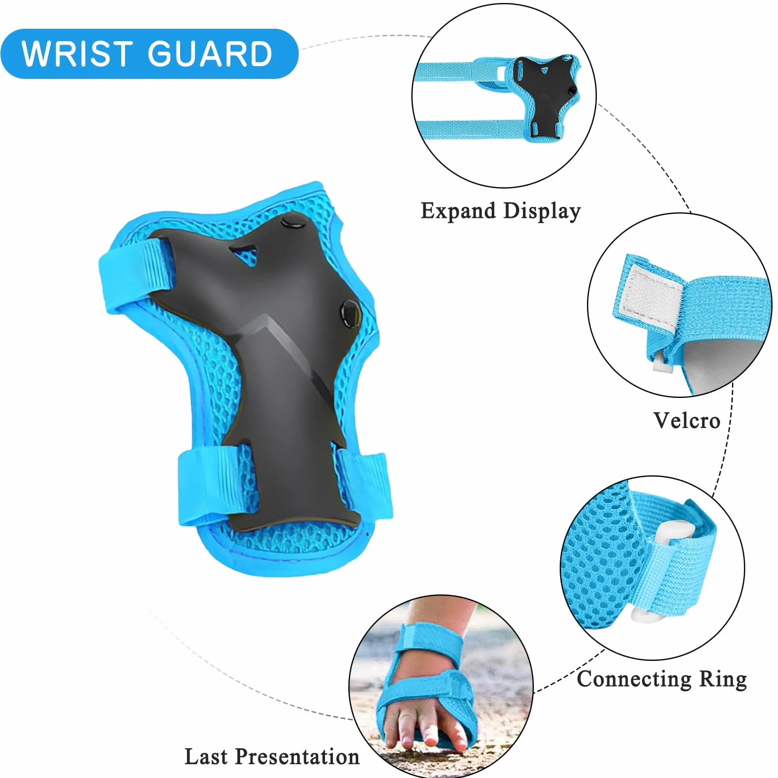 Kit de Protection pour Patins à roulettes, 6 Pièces Genouillères Coudières Protège-Poignets Réglables