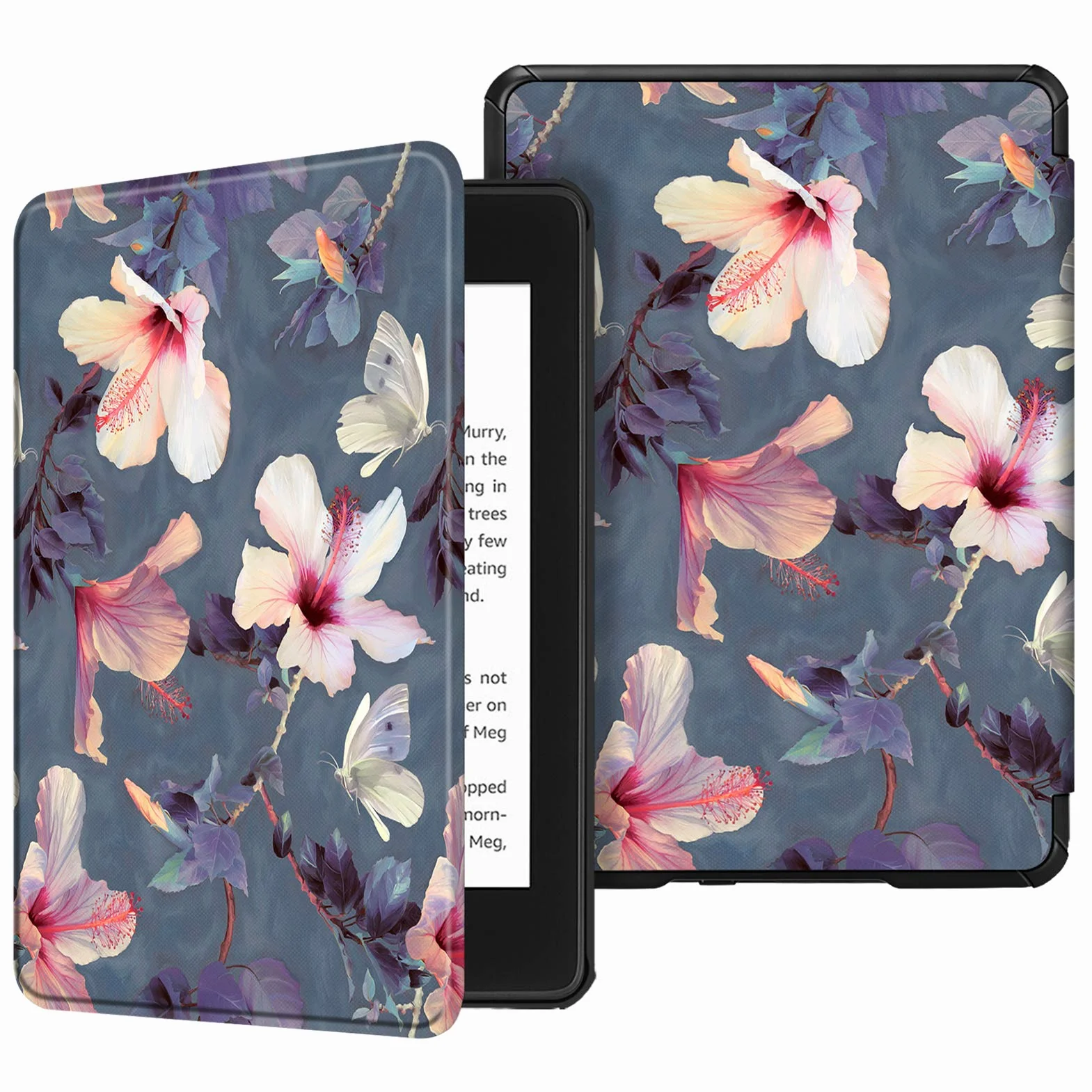FINTIE Étui pour 6" Kindle Paperwhite 10ème Génération 2018 (Numéro de modèle: PQ94WIF) - Coque Léger avec Auto Réveil/Veille (n'est Pas pour 6" Kindle 10e Gén 2019 J9G29R), Hibiscus Fleurs