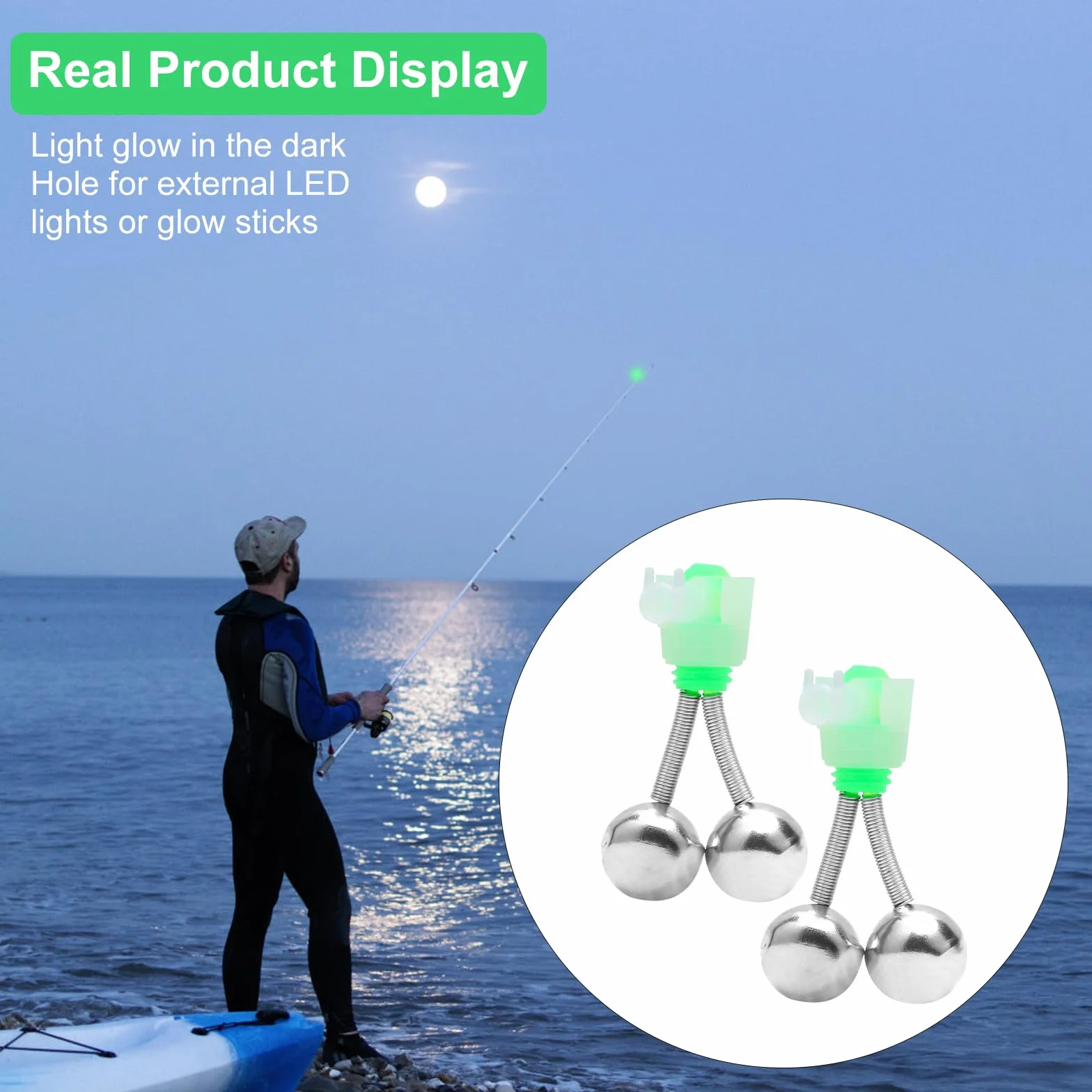 Clochette de Pêche à Spirale VOSSOT 20 Pièces, Double Cloche Lumineuse Détecteur de Touche