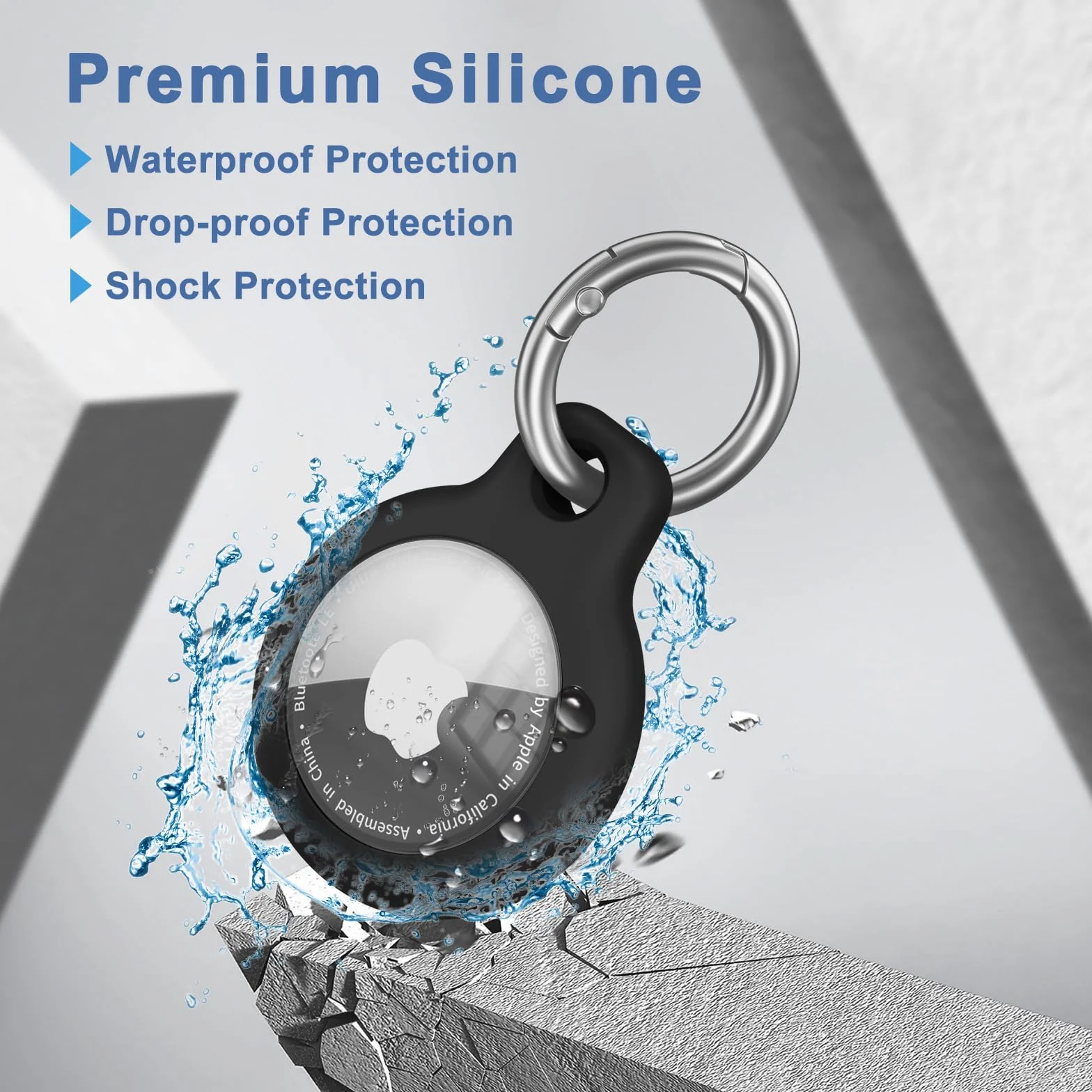 Wanme Airtag Porte Clé, Étuis pour Apple AirTag Coque, Protection Résistante à Scratch, Couvercle étanche, Maisons AirTag avec Couvercle Avant (Noir)