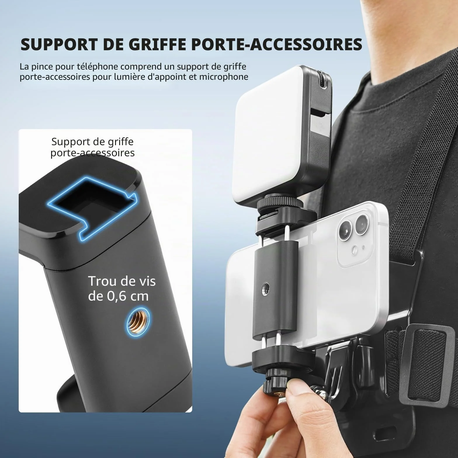 BRDRC POV Support de poitrine et tête pour iPhone, GoPro, DJI Osmo Pocket 3, Insta360 X5/4/3, Samsung Vlog Body Harness Strap Holder Kit