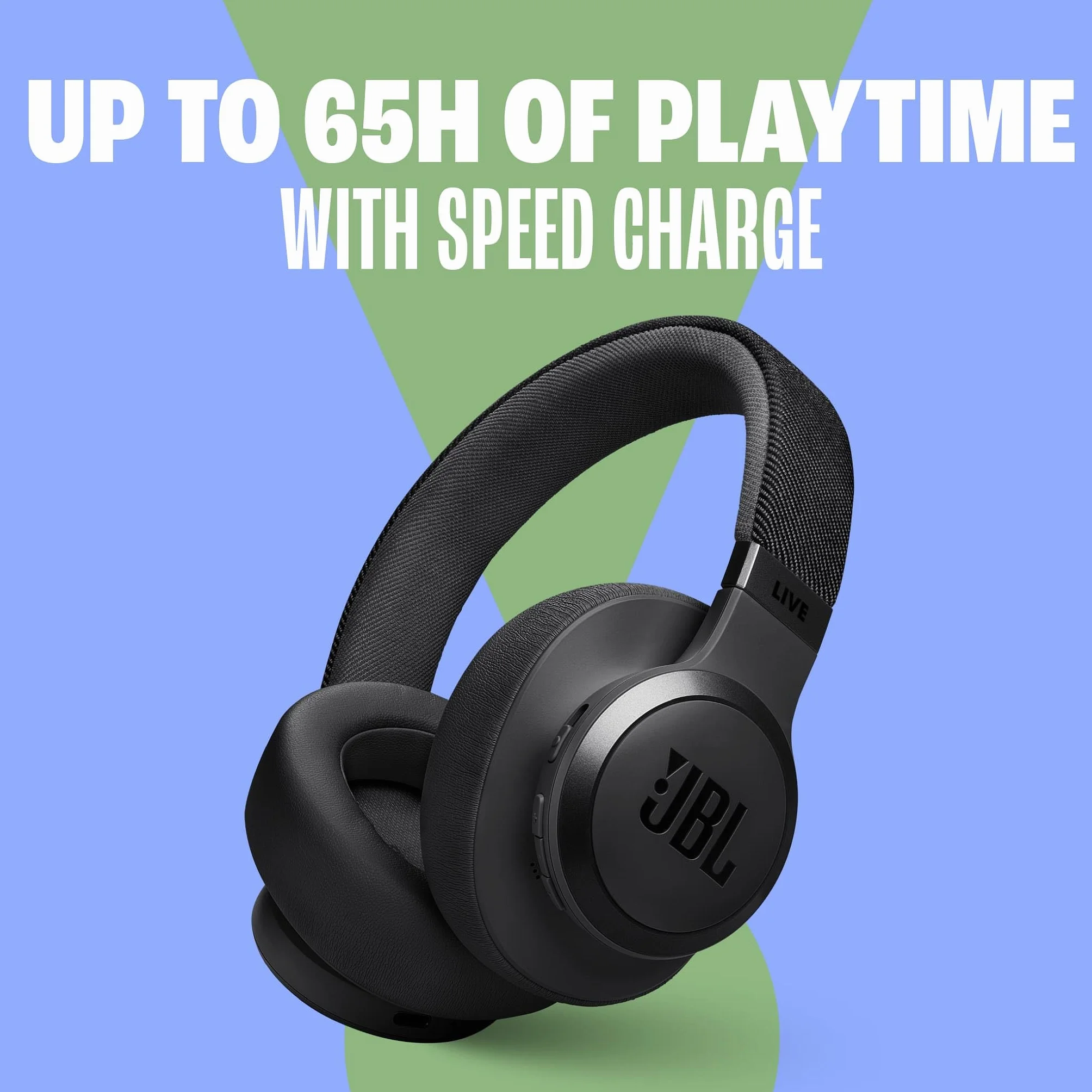 JBL Live 770NC Casque circum-auriculaire, Réduction de Bruit Adaptative, Smart Ambient, jusqu'à 65 heures d'autonomie, noir