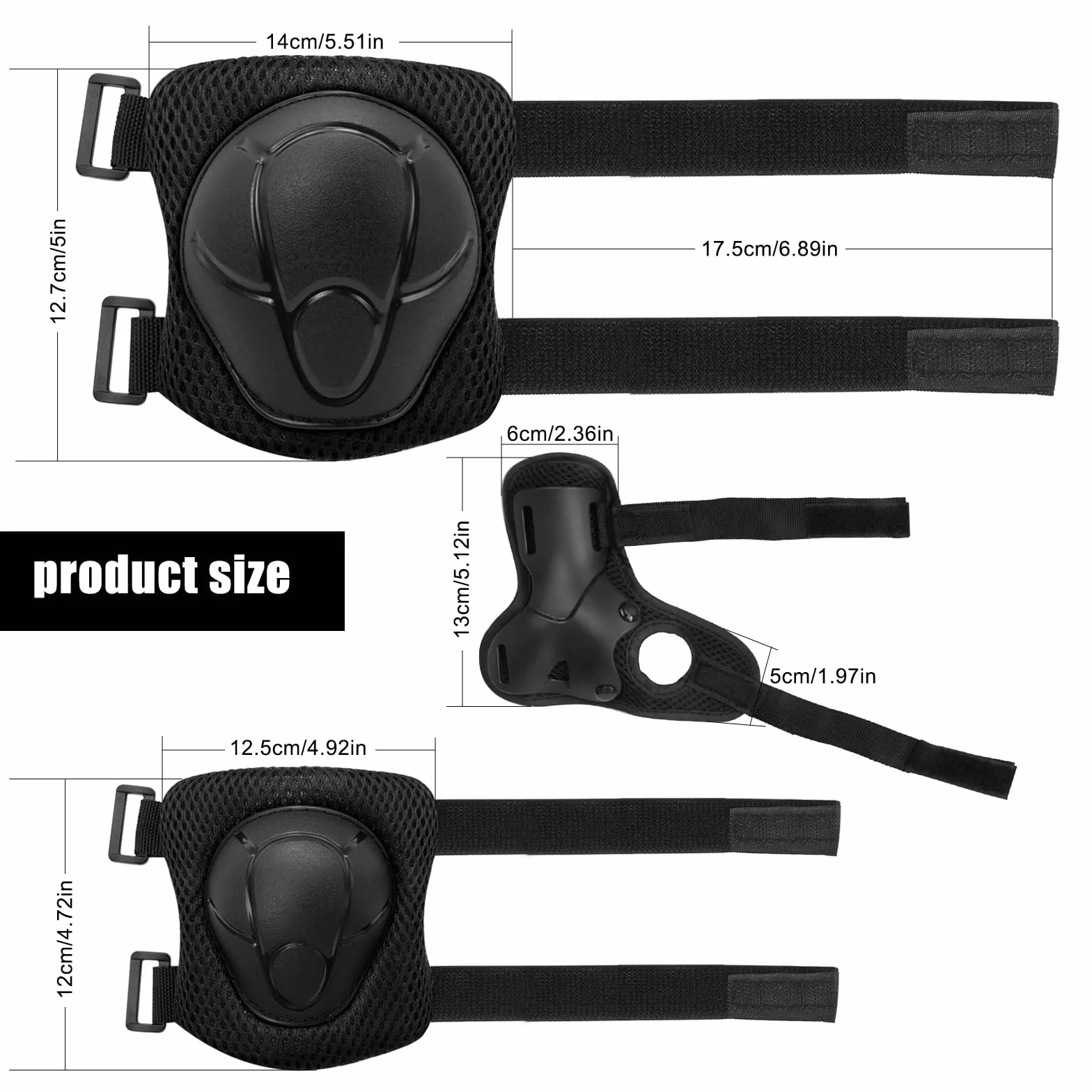 Protection Velo Enfant 3 ans Genouillères pour Enfants Ensemble de Protection Patins à Roulettes Coudières Protège-Poignets Noir