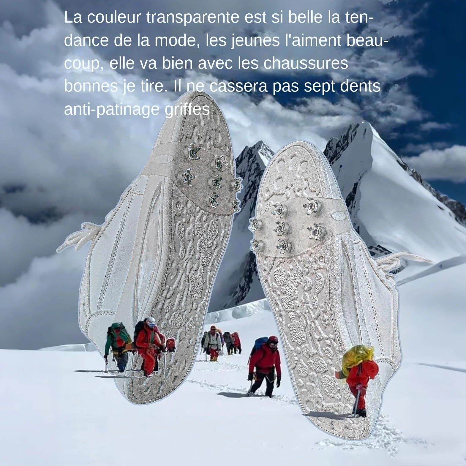 Crampons Antidérapants pour Chaussures, Adhérence Hiver Randonnée Glace Neige Femmes Hommes
