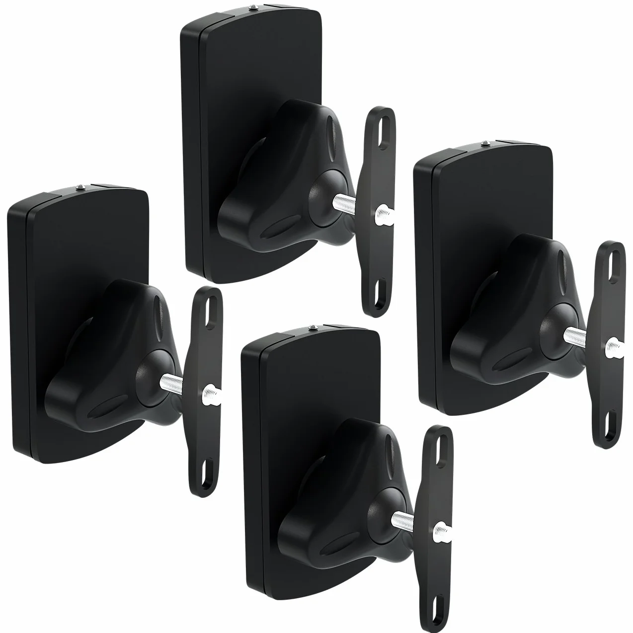 deleyCON 4X Support Mural Universel pour Enceintes Fixation de Boîtes Rotation + Inclinaison Résistant à Une Charge Maximale de 10Kg Montage Mural + Montage au Plafond - Noir
