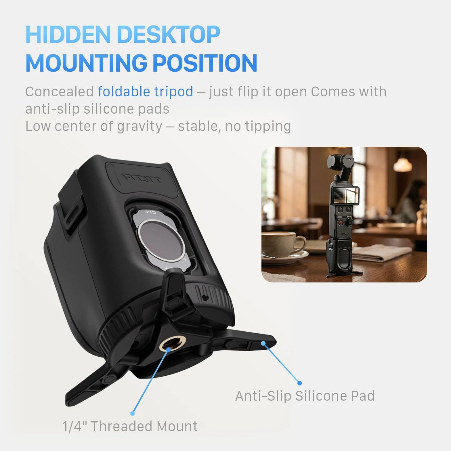 Tilta Base de Filtre Magnétique Compatible avec DJI Osmo Pocket 4, Support Rotatif Rangement Filtres avec Trépied, Plaque Arrière Magnétique Compatible MagSafe, Peut Contenir 3 Filtres TA-T65-FSE-B