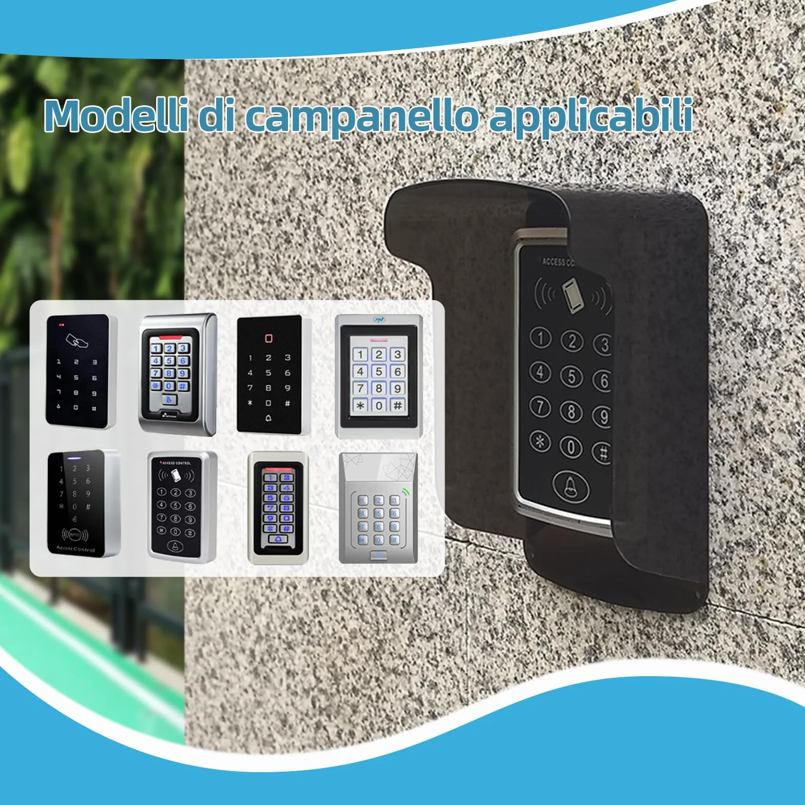 Vidéo Sonnette de Porte avec Protection Contre la Pluie et le Soleil, Sonnette de Porte avec Protection Contre la Pluie, Contrôleur d'Empreinte Digitale, Protection Contre la Pluie, Système de