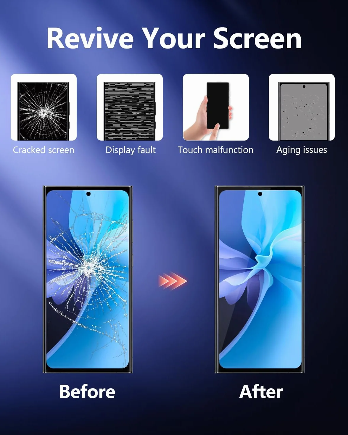 Écran OLED de Rechange pour Galaxy S23 Ultra 5G, écran LCD avec Cadre et capteur d'empreintes digitales, kit d'outils Complet et Instructions d'installation (français Non Garanti) (Noir