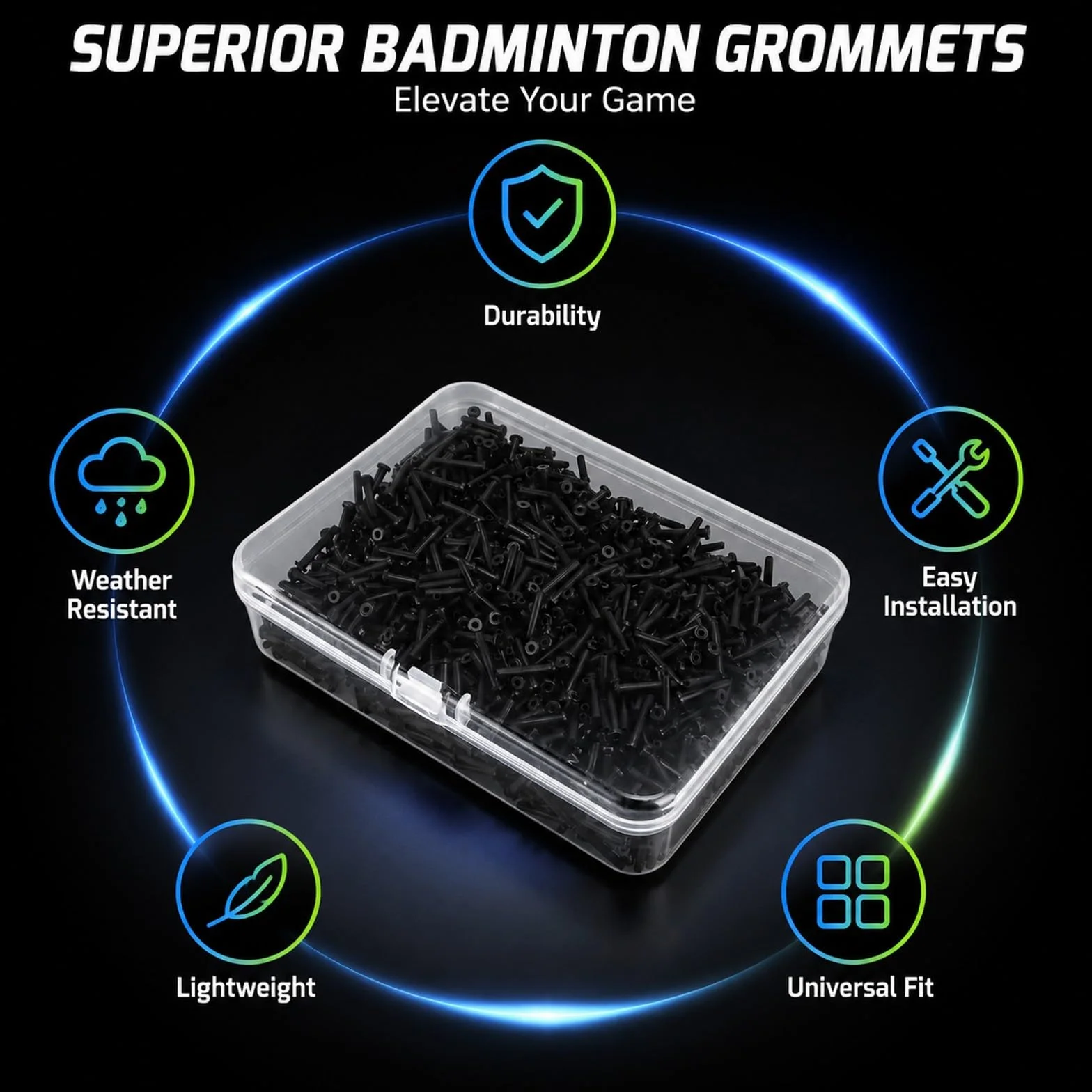 Œillets de Badminton Nylon 2,1x13mm pour Raquette, Outils de Cordage