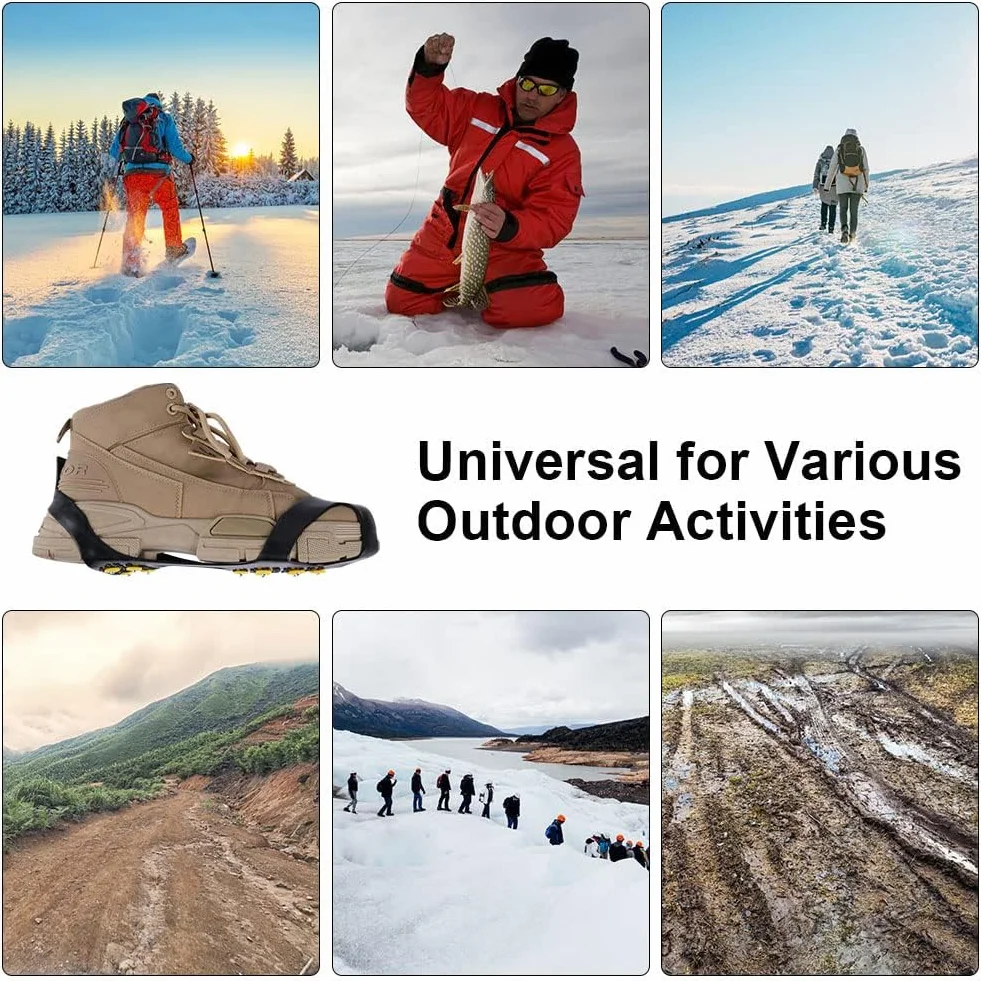 Flintronic Crampons à Neige Antidérapants en Acier Inoxydable pour Chaussures, Griffes à Glace Universelles