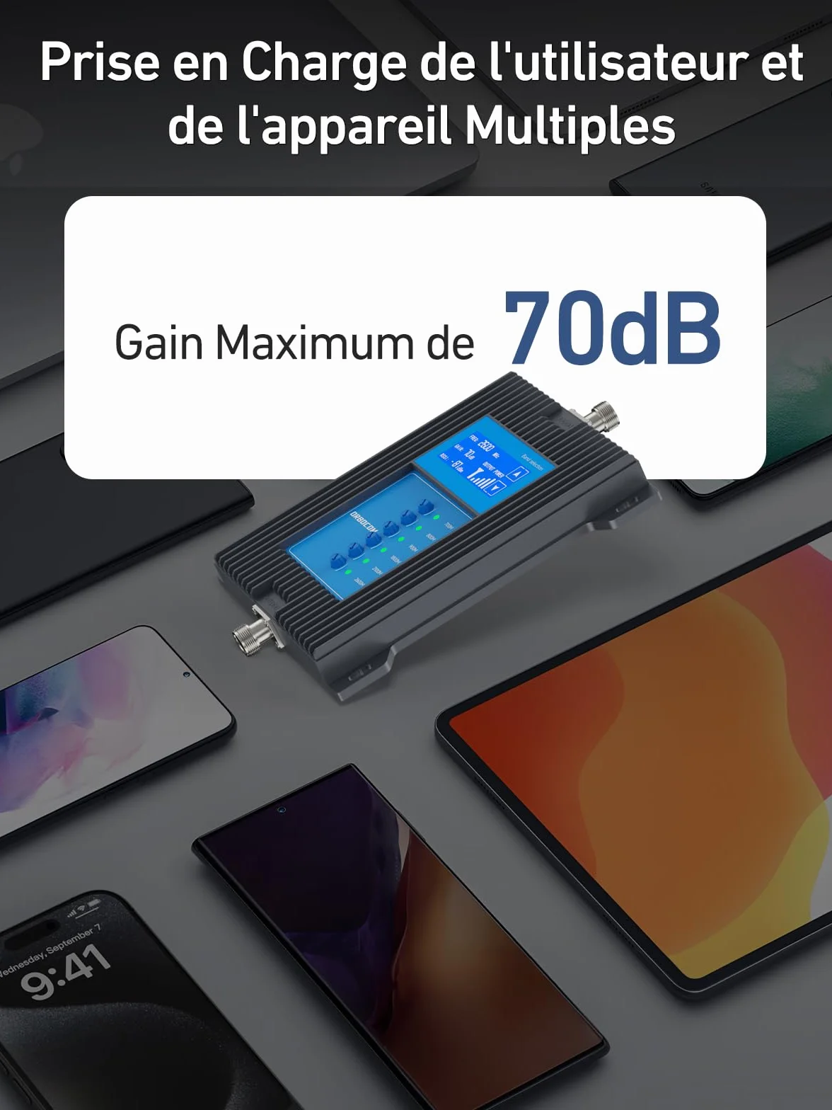 Amplificateur Reseau Mobile 5G 4G 3G LTE GSM de Signal Cellulaire de Téléphone Mobile pour Bande 28/20/8/3/1/7 Convient à Plusieurs Pièces Données Améliorées pour Tous Les Opérateurs