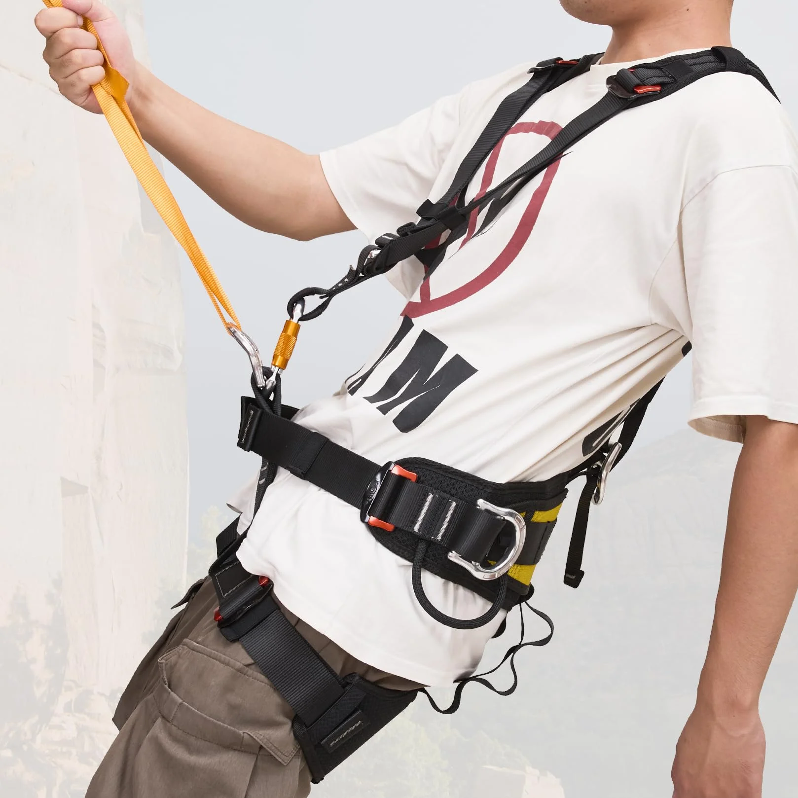 Harnais d'Escalade Certifié CE Ajustable pour Alpinisme, Rappel et Secours Incendie