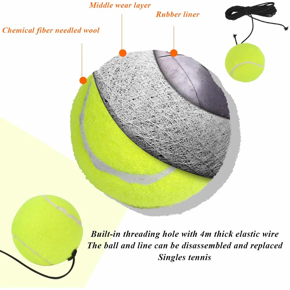 TIMESETL Balles de Tennis avec Corde 3 Pcs, Balle d'entraînement Élastique pour Adultes Débutants