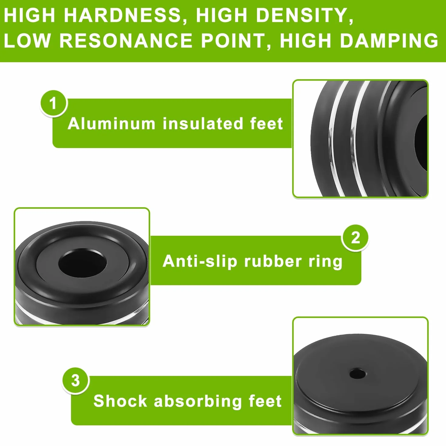 4 Morceaux Haute Fidélité Amortisseurs Supports antidérapants Amortisseurs Base, pour appareils Parleur Caisson de Basses et à Domicile cinéma (40×20mm, Noir)