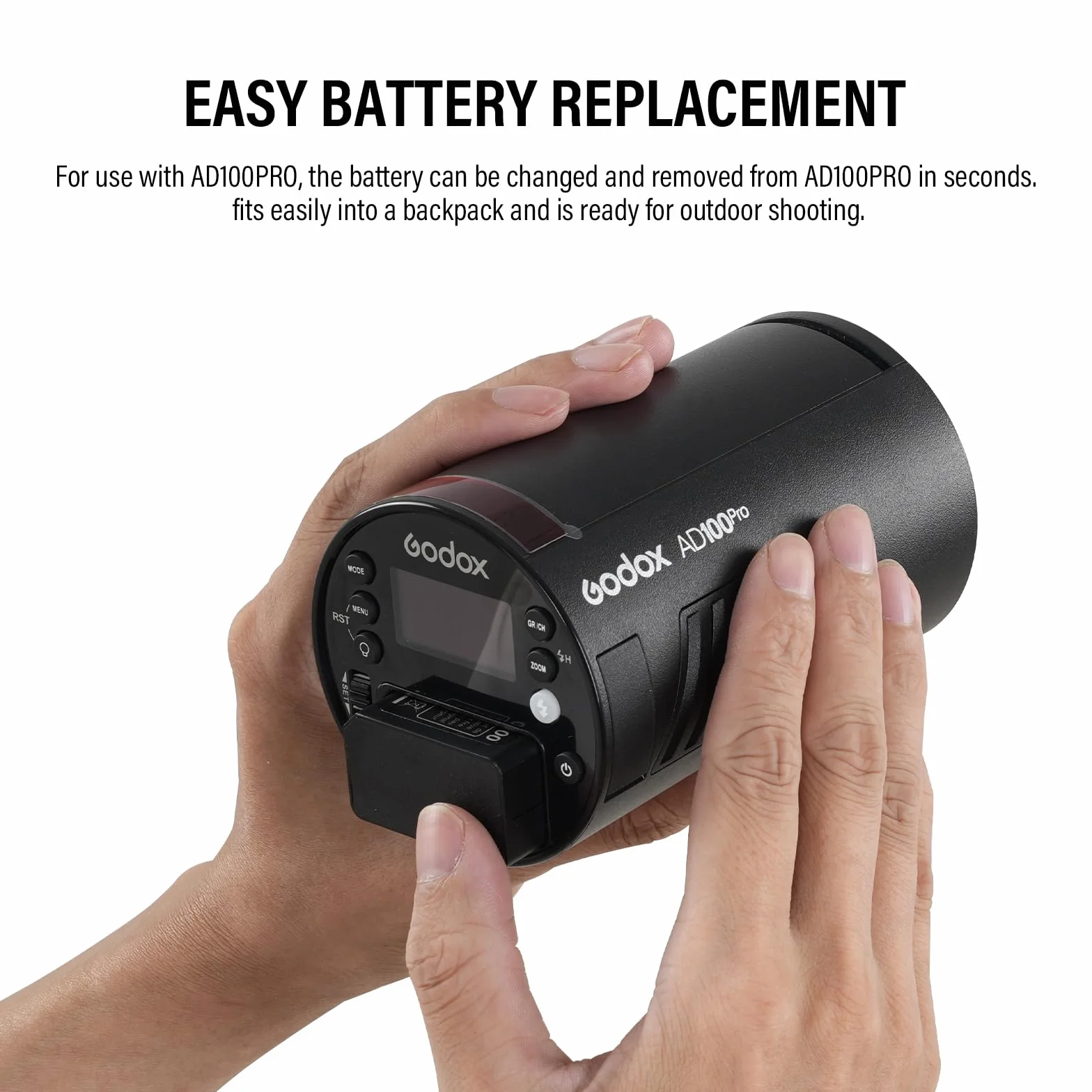 Godox WB100 Batterie AD100PRO Battery WB100 7,2 V/2600 mAh pour Flash Annulaire Godox V1C V1N V1S V1F V1O V1P,Flash AD100PRO ((2024) WB100)