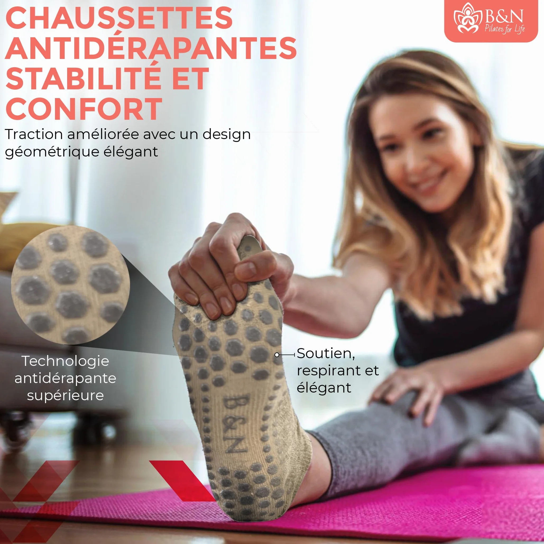 Kit Pilates Complet à Domicile - Pilates Ring, Ballon, Bandes de Résistance, Chaussettes, Guide