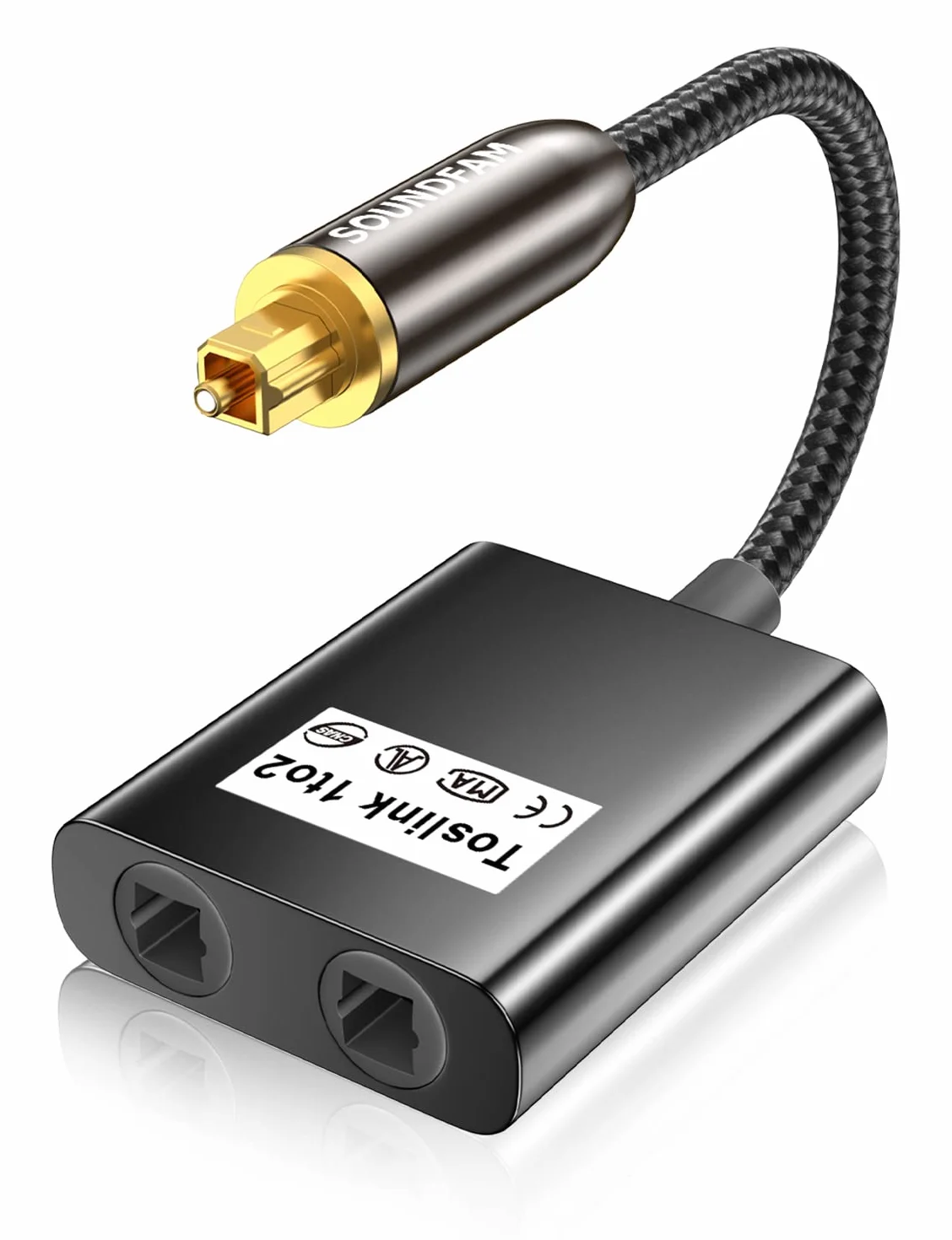 Répartiteur Fibre Optique Répartiteur Câble Optique Audio 1 Entre 2 Sorti Adaptateur Audio Numérique Toslink pour Barre, TV - Noir
