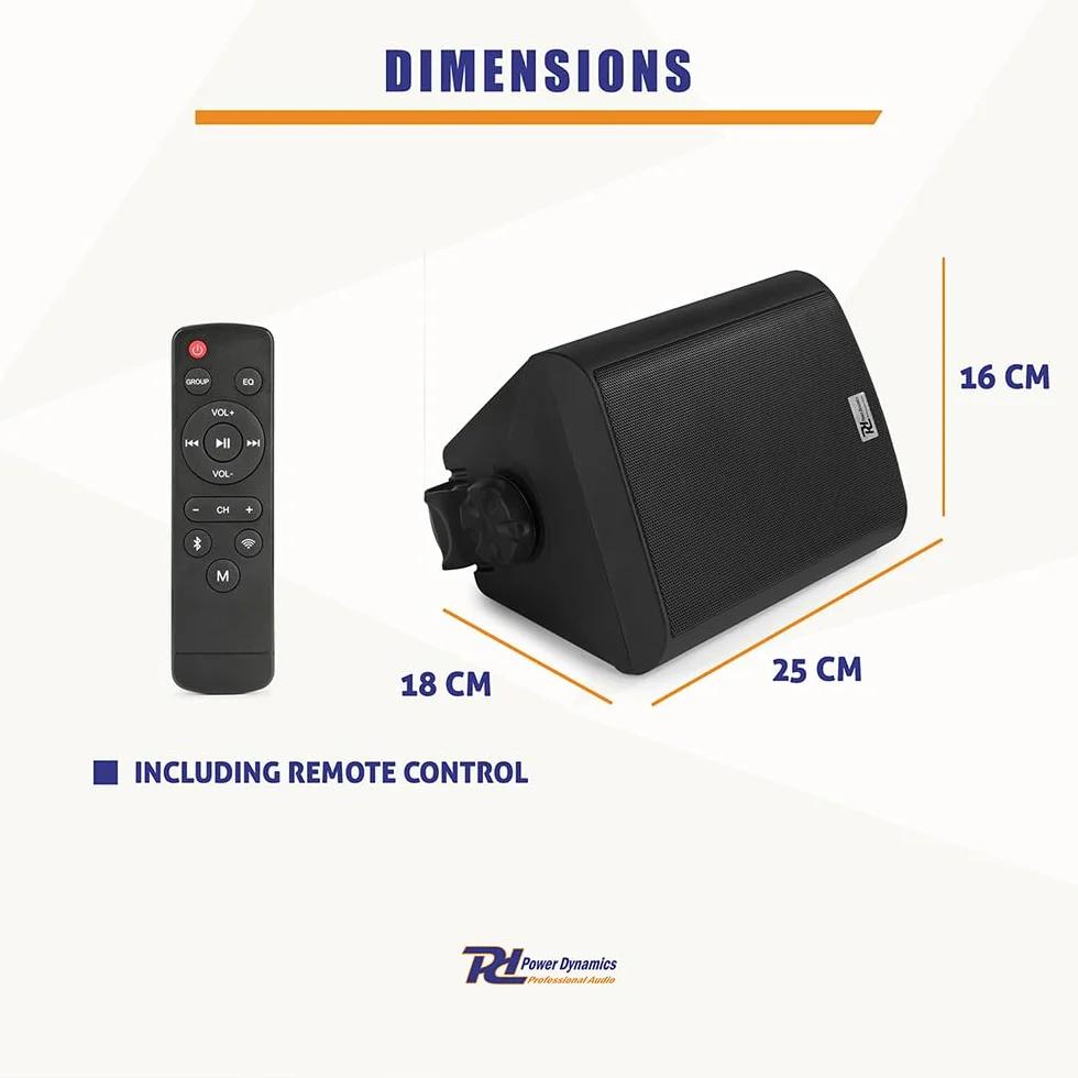 Power Dynamics WS50AB - Paire d’Enceintes murales 240W IP55 avec WiFi Multi-Room & BT sans Fil - Installation intérieure/extérieure - 1 Active + 1 Passive - Son Pro pour terrasse, Bar et Maison