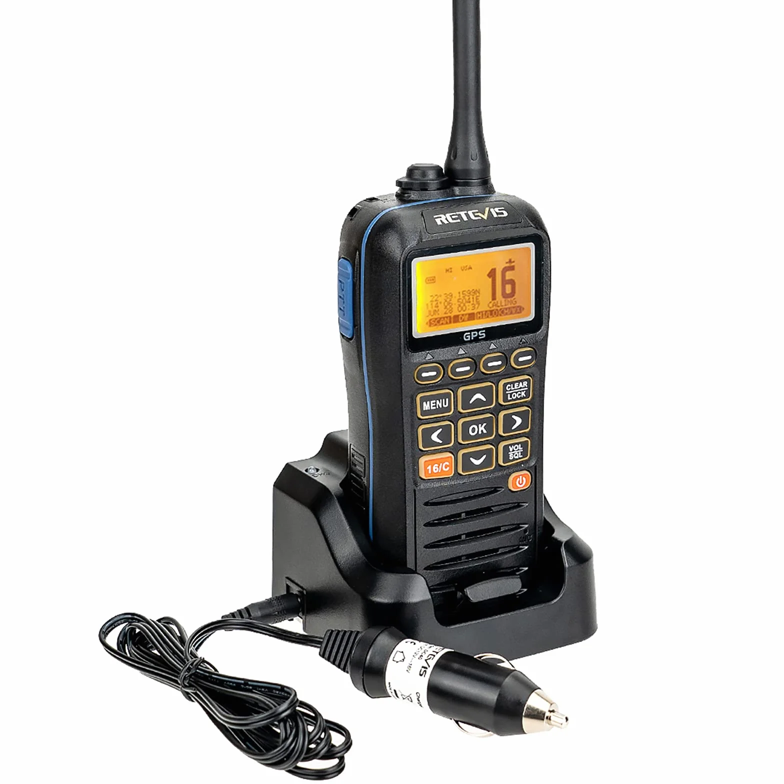 Retevis RM40 Talkie Walkie Marine IP67 VHF Marin Portable Flottant GPS Noir