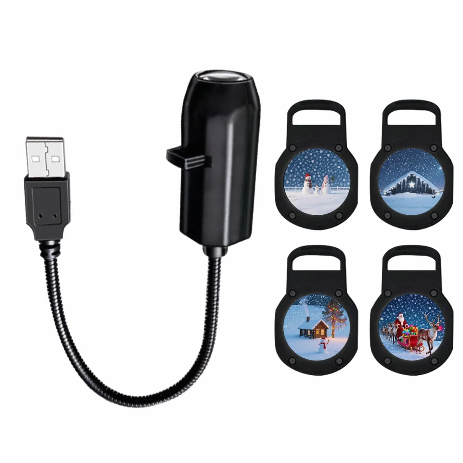 Projecteur de décoration de Noël alimenté par USB avec 4 diapositives à thème angles réglables pour la maison ou les fêtes