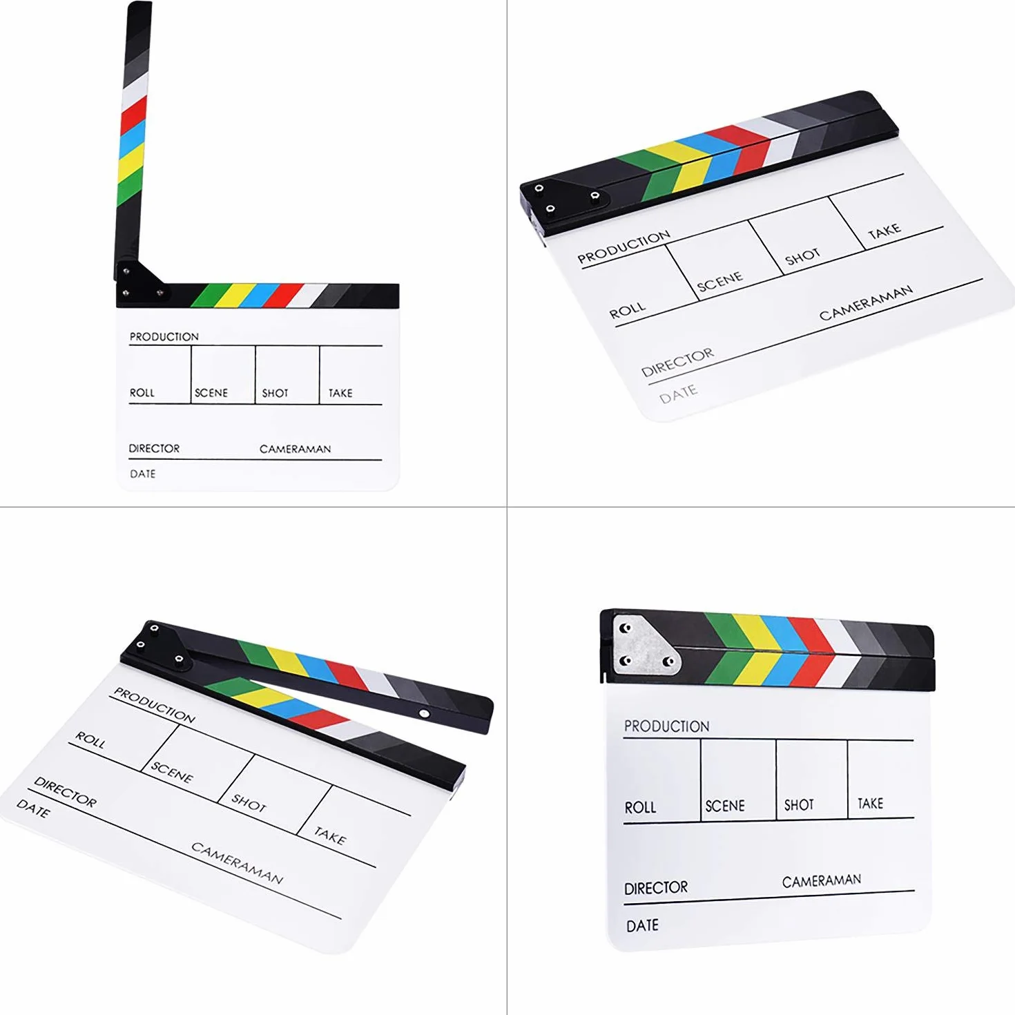 30x24cm Acrylique Blanc Clap Cinéma Film Cut Action Scène Clapper Board Ardoise, Scènes D'action Cut Clapper Ardoise avec Perche pour Publicité Vidéo