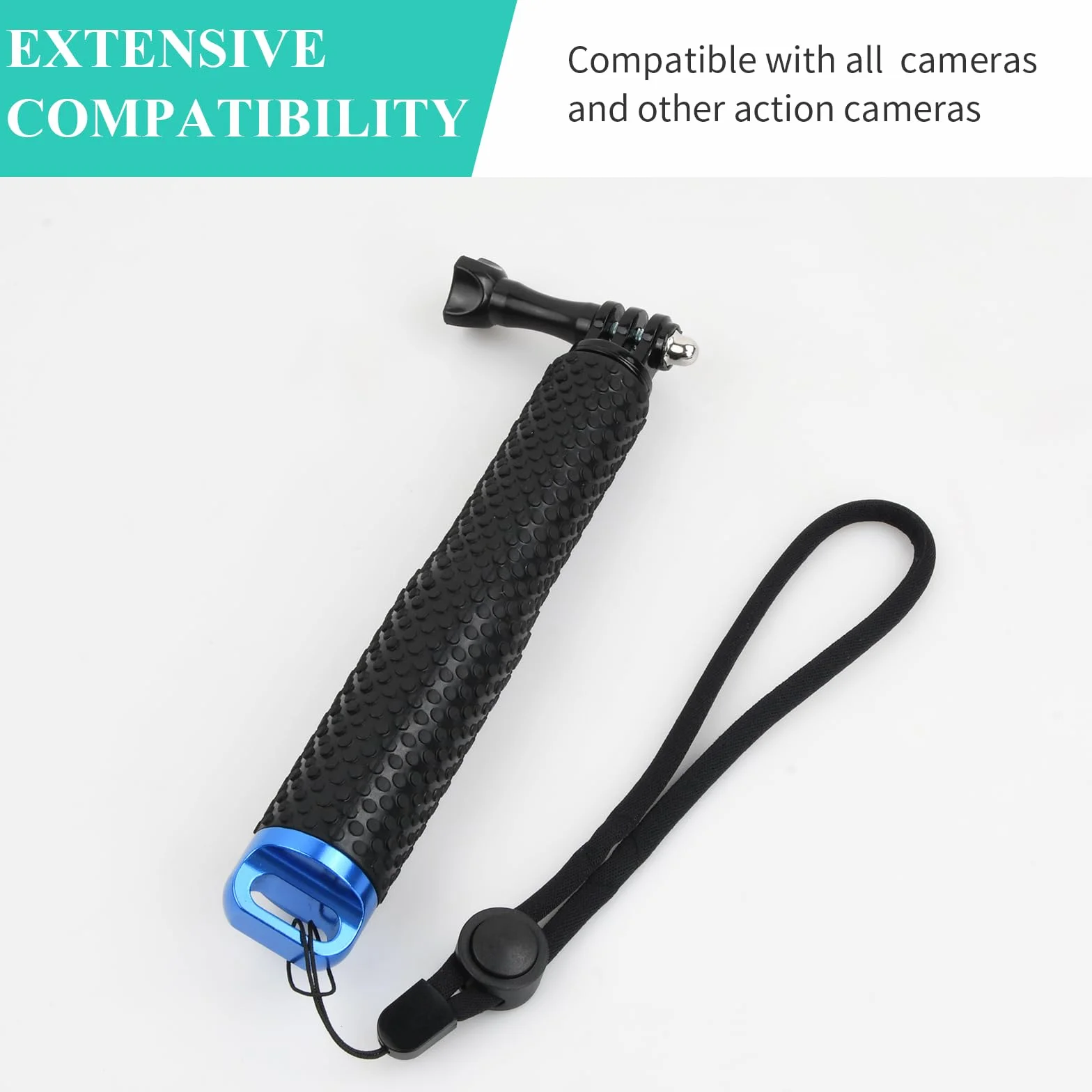 Etanche Action Caméra Grip Pôle, Réglable Monopode Bâton, Handle Anti-Glissant Perche à Selfie pour Sport, Longueur Extensible 19-49 cm (Vert, 19cm)
