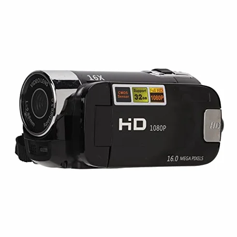 Caméra Vidéo Caméscope, Full HD 1080P 16MP Enregistreur D'appareil Photo Numérique Caméscopes Numériques Rotation à 270° Écran Couleur de 2,7 Pouces Caméra de Vlogging Zoom 16X