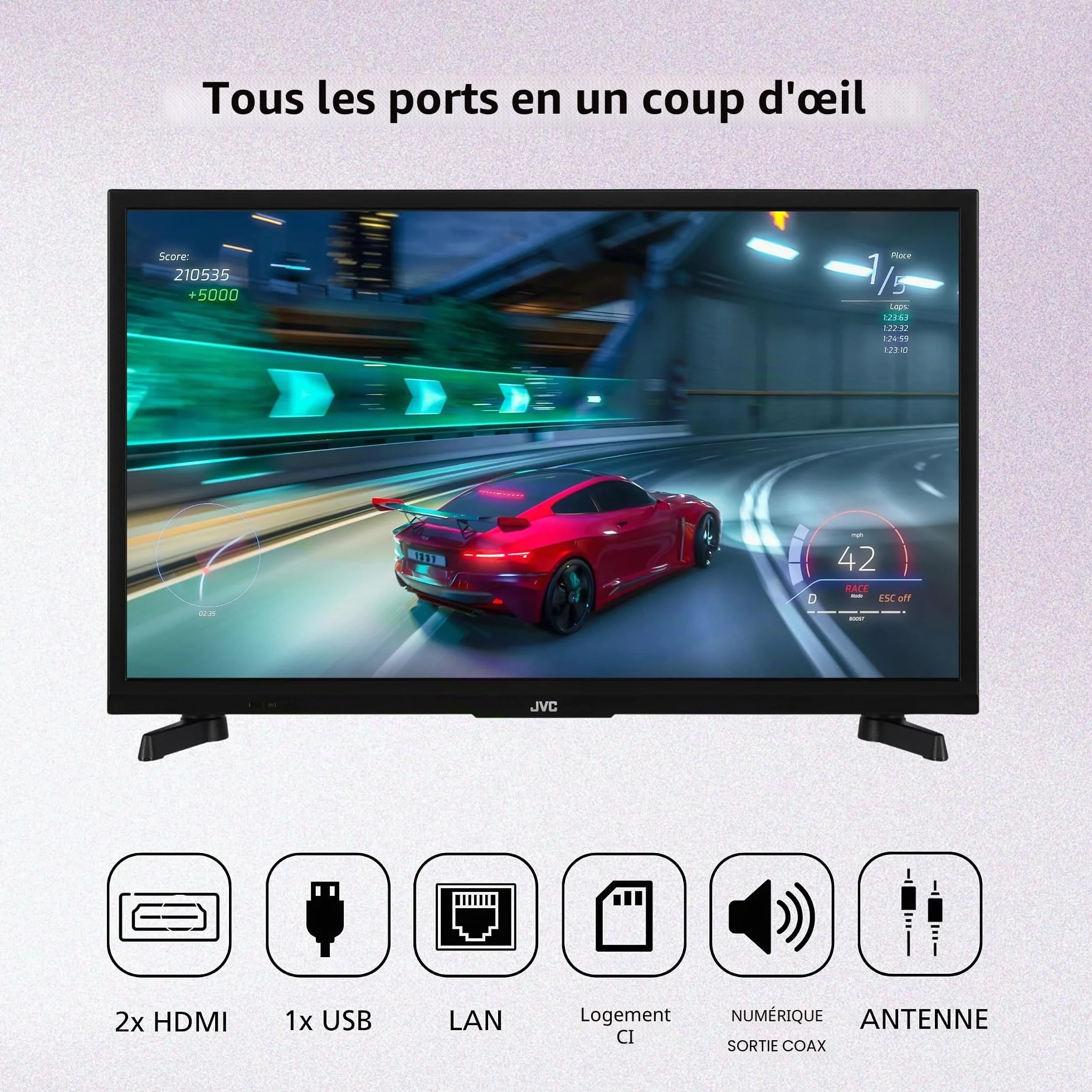 JVC Fire TV LT-24VRH3555 (2026) Fire TV, HD, Smart TV, HDR, avec Commande vocale Alexa et Triple Tuner, LED