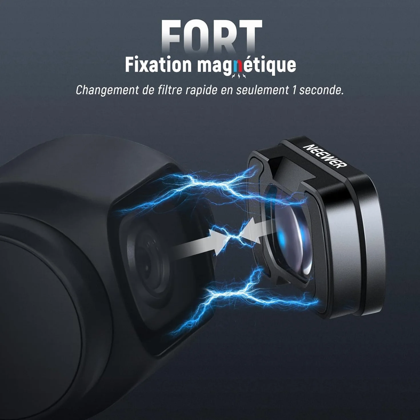 NEEWER Objectif Grand Angle 0,75x Compatible DJI Osmo Pocket 4 3 Xtra Muse Creator Combo, Asphérique Multicouche Magnétique FOV 108° pour Caméra d'Action