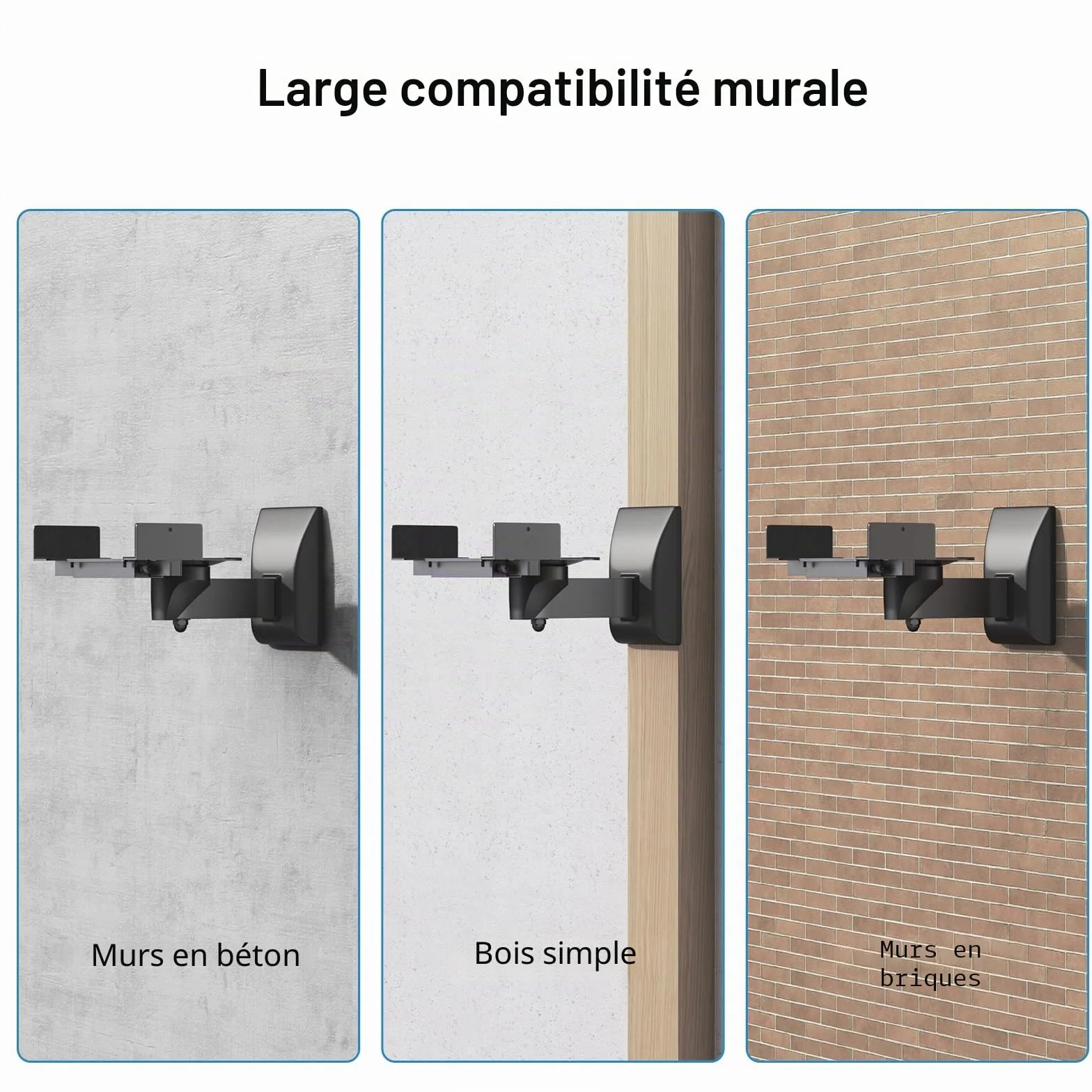 PUTORSEN Support Mural Universel pour Haut-Parleur, Support Mural pivotant et réglable pour Haut-parleurs ambiants, Peut Supporter jusqu'à 15 kg chacun, Noir