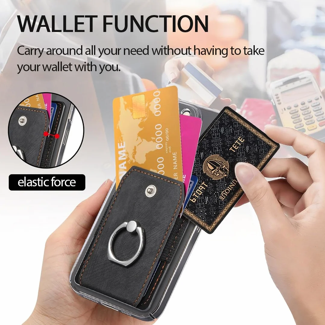 JEYORZY 1 porte-cartes pour téléphone portable, portefeuille en cuir synthétique avec support