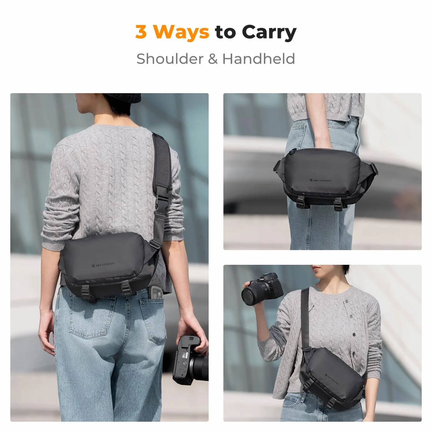 K&F CONCEPT Sac à Dos pour Appareil Photo, Sac à bandoulière Sac carré Sacs de Photographe Étui pour Appareil Photo Reflex Compatible avec Canon/Nikon/Sony/DJI Mavic Drone, Petit Taille S