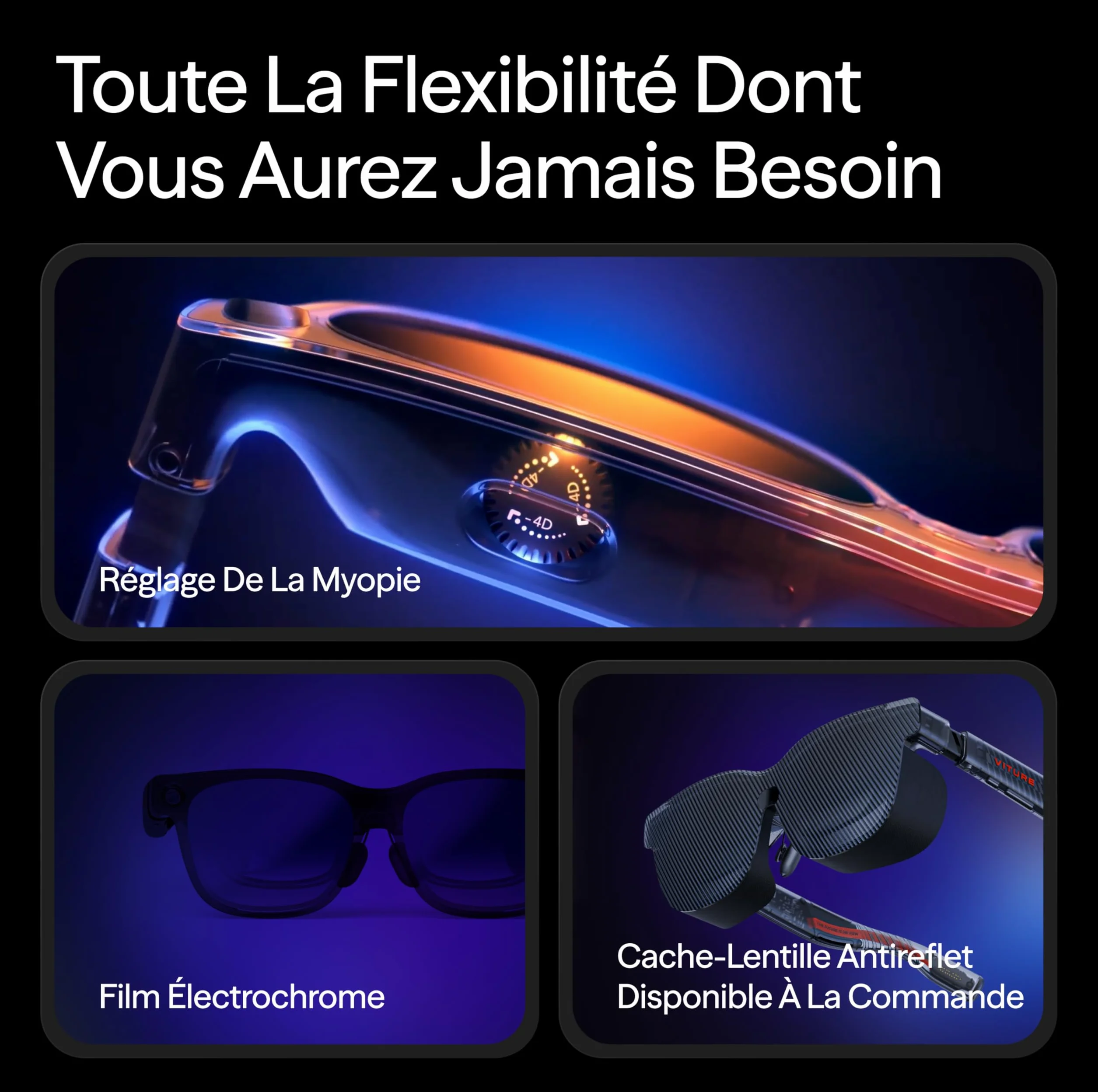 VITURE Lunettes XR Luma Pro — Écran Ultra Net de 152” en 1200p 120Hz, FOV 52°, Film Électrochrome, Harman Audio, Compatibles avec iPhone 17/16/15, Android, Mac, PC, Steam Deck, Switch 2 – Standard