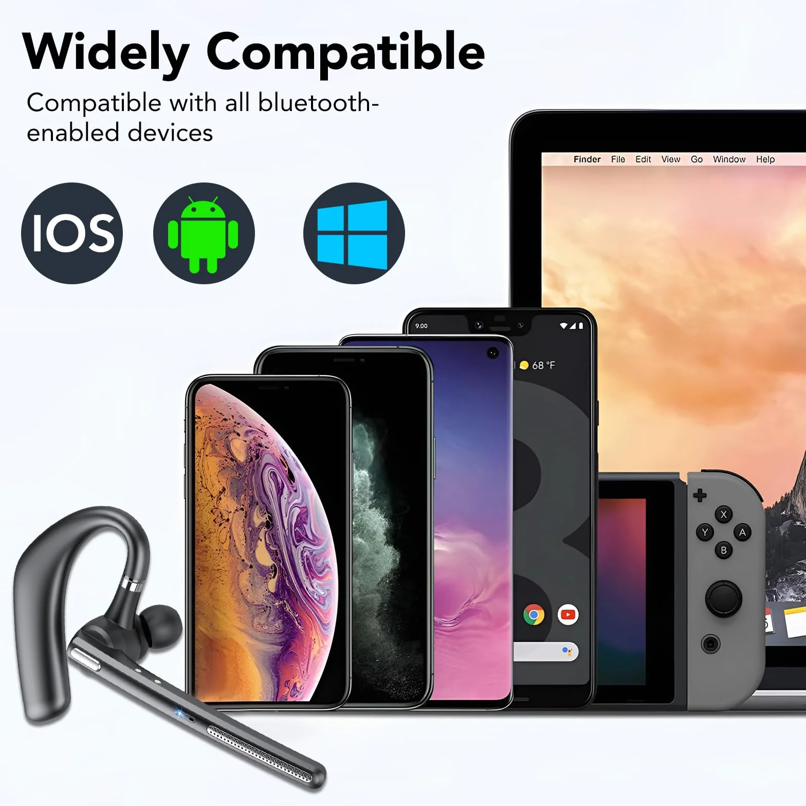 Oreillette Bluetooth Sans Fil Casque Bluetooth V5.4, 100 Heures en Veille, Ecounteurs Bluetooth Simple avec CVC8.0 ENC Double Micrs, Sourdine, Mains Libres Bluetooth Oreillette pour la Conduite/Bureau