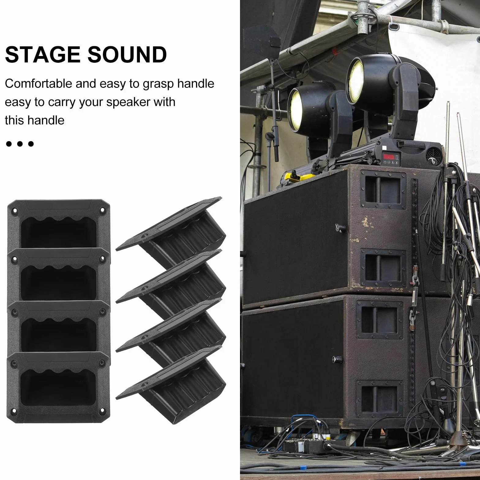 Lot de 8 Poignées Latérales en Plastique Noir pour Haut-Parleur 128X89 MM Poignées de Transport Robustes et Faciles à Saisir Remplacement pour Boîtier D’Enceinte Professionnel