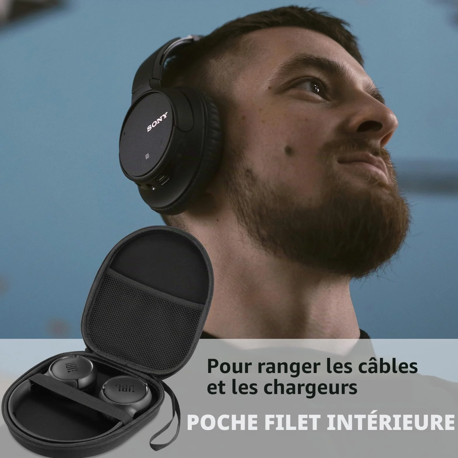 Étui de voyage compatible JBL Tune 510BT 520BT 500 720 BT 770 NC 760 NC Sony WH-CH520 WH-CH720N, casque sans fil réduction du bruit (noir)