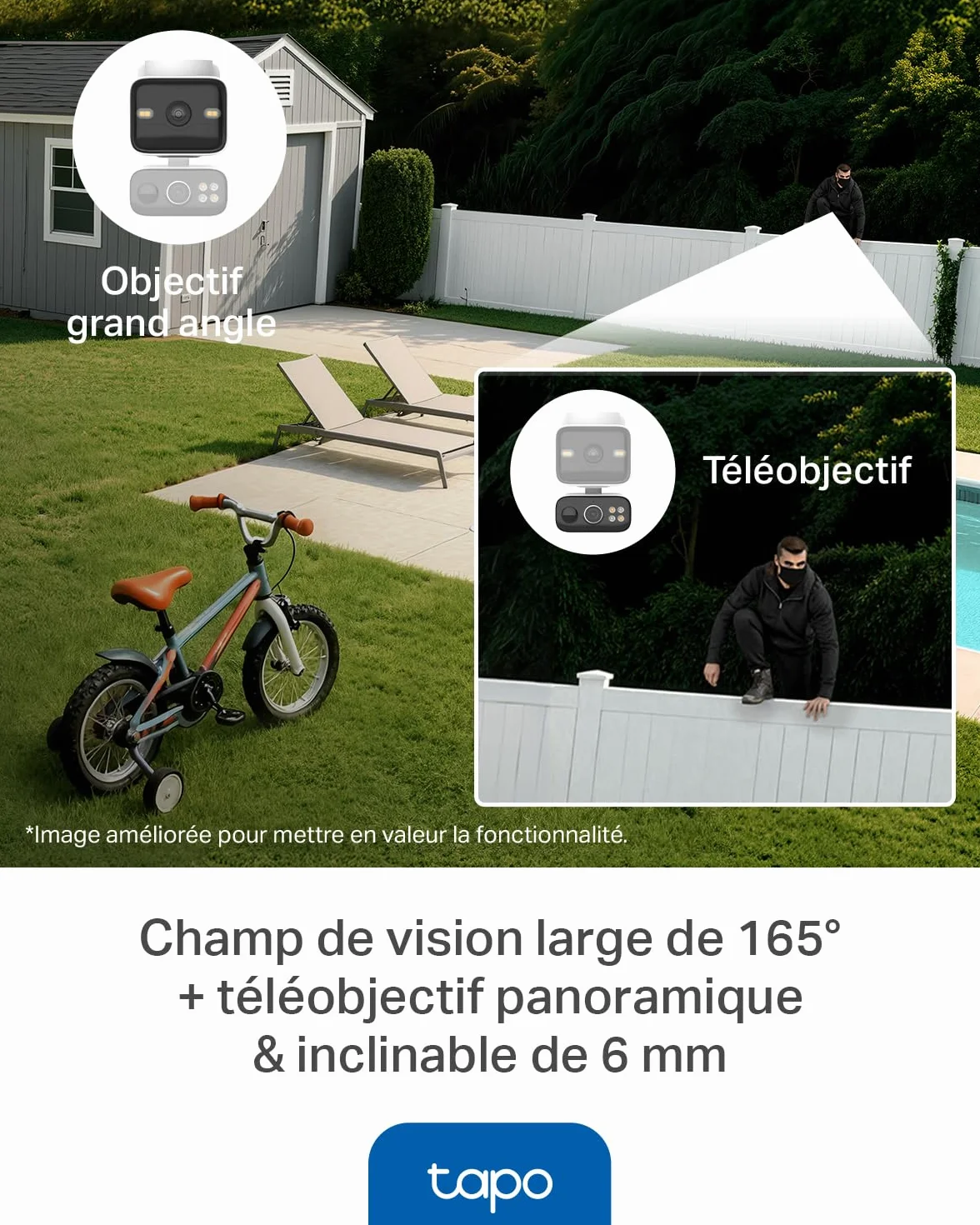 Tapo C645D KIT Caméra Extérieur sans Fil Solaire 2K Double Objectif – Caméra Surveillance WiFi Extérieure sans Fil 360°, Détection IA Personne/Véhicule/Animal, Suivi Automatique, Batterie 10000mAh