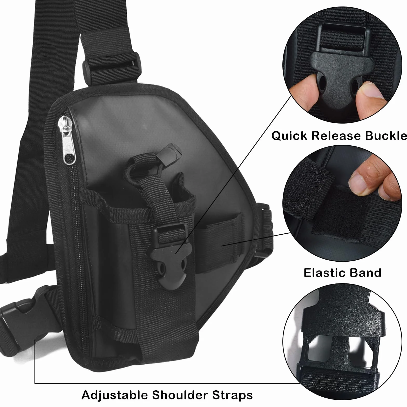 UAYESOK Harnais Poitrine Talkie Walkie, Porte Radio Police, Étui Harnais Tactique Portable Universel avec Sangle Sac Nylon Réglable pour Motorola Baofeng Icom Yaesu Midland President (Noir)