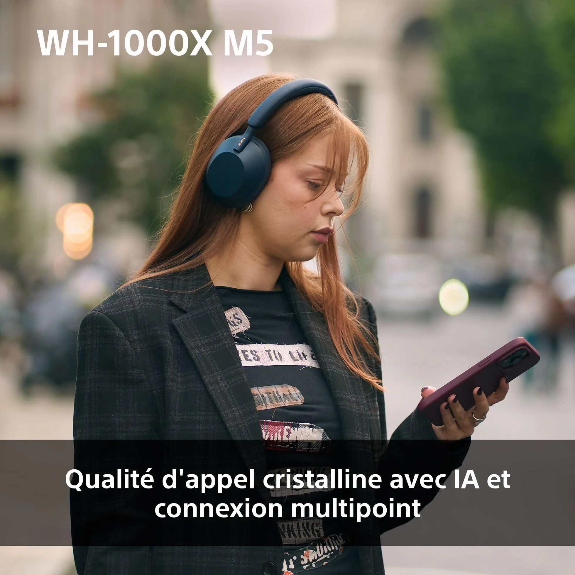Sony WH-1000XM5 - Étui Rigide, Casque sans Fil Haut de Gamme à réduction de Bruit, Bluetooth, qualité d'appel Claire, Audio Hi Res, 30h d'autonomie, étui Rigide, iOS et Android - Noir