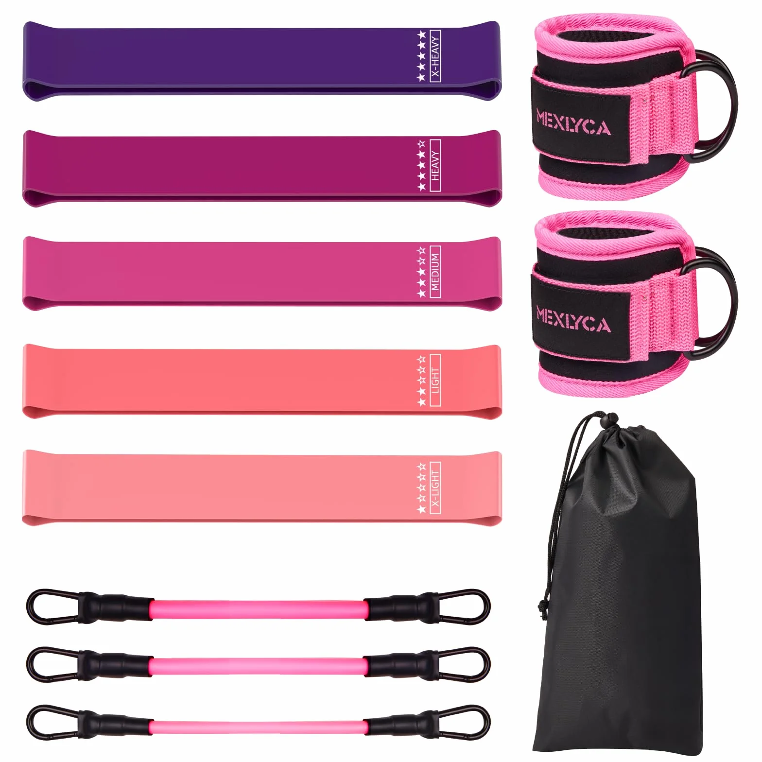 Kit Élastique Musculation 12 pièces Bandes de Résistance 5-40 lbs Sangles Cheville 10-30 lbs avec Sac