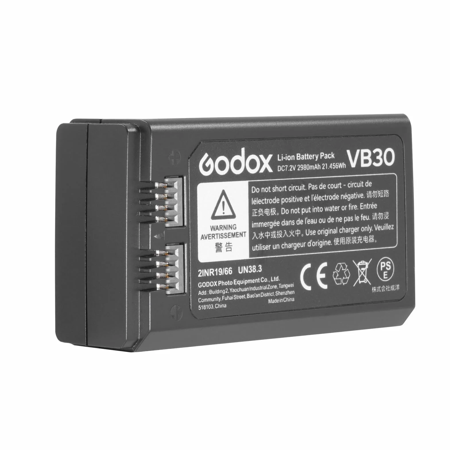GODOX VB30 Lithium au Batterie, 21.45Wh DC7.2V 2980mAh Batterie de Remplacement, Convient au Godox V1Pro V100 V1 V860III V850III AD100Pro Flash, Supporte Charge Type-C