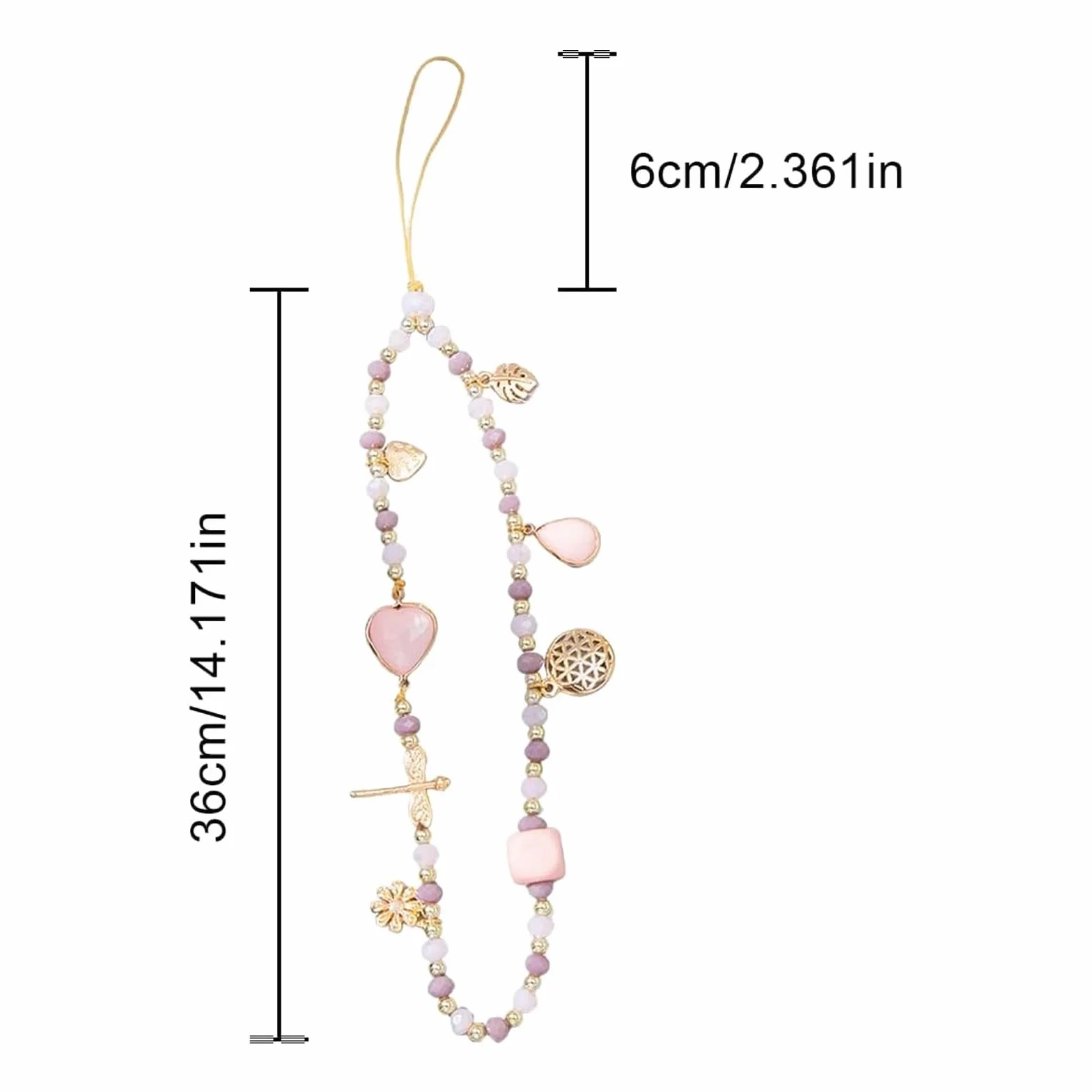 1 pièce cristal rose anti-perte étui portable pendentif chaîne cordon telephone bijoux dragonne longe